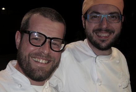 Eugenio Boer (barba e occhiali) e Fabrizio Ferrari (barba, occhiali e bandana) a San Vito Lo Capo per la Cous Cous Preview 2012