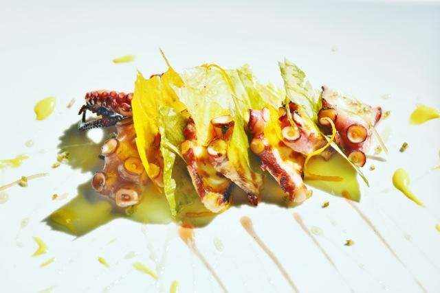 La Millefoglie di polpo alla Birra Moretti con riduzione di birra e maionese al lime e zenzero di Alessandro Lucassino, chef del ristorante Oasi di Follonica (Grosseto), piatto in concorso nel 2013