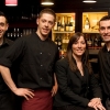 Da sinistra, Lorenzo Fabrello, Massimo Mioli, Elisa Bedin e Marco Bedin, i quattro soci del Deg&ograve;&nbsp;Italian Winebar & Restaurant al&nbsp;4 di Great Portland street, Londra, telefono&nbsp;+44.(0)20.76362207. Specialit&agrave;: i piatti delle tradizioni da osteria italiana rivitalizzati