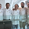 A souvenir photo with some of the protagonists of the first edition of the Roma food&wine festival, on the last floor of Eataly Ostiense. Left to right: Arcangelo Dandini, Luca Montersino, Moreno Cedroni, Ugo Alciati and Massimo Sola, restaurant manager at Eataly Roma