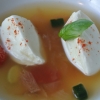 The warm, liquid and smoked Caprese by Francesco Apreda, chef at the Imago, the restaurant inside Hotel Hassler in Rome, tel. +39.06.699340
