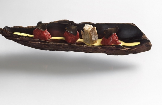 Galleria fotograficaSi parte con gli amuse-bouche, tra i quali anche uno spicchio di pizza, nella versione &ldquo;a vapore&rdquo; brevettata da Massimiliano e Raffaele (ne abbiamo parlato qui). Buona, &egrave; buona; poi, rende bene il tentativo delle Calandre di scrollarsi di dosso l&rsquo;ampollosit&agrave; del tristellato per indossare abiti pi&ugrave; casual (foto Passera)SCAMPI TOSTATI CON "FORMAGGIO" FRESCO DI LATTE DI FAVE, RADICCHIO E MELE
Formaggio tra virgolette, perch&eacute; si tratta in realt&agrave; di un tofu ottenuto da latte di fave fatto cagliare con l'aggiunta di nigari, un cloruro di magnesio estratto dall'acqua di mare. Fa da base agli scampi tostati. Il piatto &egrave; fresco e aromatico, anche per il forte impatto delle note agrumate dovute all'uso di succo di limone nella preparazione del tofu e poi dell'essenza spray di limone, della linea In.gredienti, che viene spruzzata a mise en place terminata, andandosi a fondere in difficile equilibrio con i sentori amarognoli del radicchio e quelli dolci della mela. La carnosit&agrave; iodica dello scampo, comunque, ne risulta perfettamente rispettata. La ricetta &egrave; raccontata dallo stesso Alajmo. Che poi dice: &laquo;E' una delle prime preparazioni che evidenzia la sensazione lattica di un vegetale. Caratteristica dominante &egrave; la leggerezza, unita alla percezione di totale integrit&agrave; di scampi, fave, mela, delle materie&raquo;&nbsp;(foto Sergio Coimbra)CAPPUCCINO DI SEPPIE AL NERO
Forse il piatto icona delle Calandre, giustamente imitato tanto da apparire oggi &ldquo;normale&rdquo;, perch&eacute; entrato stabilmente &ndash; nelle sue infinite varianti possibili &ndash; nel canovaccio della cucina d&rsquo;autore. Di perfetta armonia. Online si trovano decine di ricette per farselo a casa, ma forse conviene passare dal reparto gastronomia a Rubano, dove troverete le due componenti &ndash; la crema di patate e la seppia al nero &ndash; separate, sottovuoto, gi&agrave; dosate e pronte da portare e unire a casa (foto Wowe)Dice Alajmo: &laquo;Inizialmente servito in un piatto fondo, ha trovato poi forma nella trasparenza. Un bianco e nero verticale, enfatizzato dal ricordo perimetrico della seppia, un gioco votato a rivalutare la dignit&agrave; degli ingredienti poveri. Il cappuccino, rappresentato da un gusto basico-sapido, si pu&ograve; paragonare a un tiramis&ugrave;: la patata si traveste da mascarpone e la seppia da caff&egrave;. Semplice e avvolgente, stimola la salivazione in un compiacimento gustativo dai tratti infantili&raquo;CANNELLONI CROCCANTI DI RICOTTA E MOZZARELLA DI BUFALA CON PASSATA DI POMODORO
Un po&rsquo; come la pizza: madeleine quasi disarmante che rievoca casa, sapori familiari, atmosfere conosciute. A volte Massimiliano Alajmo viene accusato di essere troppo freddo, cerebrale, perfetto in una sorta di algidit&agrave; d&rsquo;autore. Questo piatto pu&ograve; anche essere la sua risposta, di indubbia classe (foto Wowe)Dice Alajmo: &laquo;Candele friabili e cremose dal sapore di pizza conducono inevitabilmente i polpastrelli al gioco spensierato della scarpetta. Un calzone insolito, decisamente partenopeo, che risveglia quell&rsquo;istinto inconsapevole, proprio dei bambini&raquo;RISOTTO ALLO ZAFFERANO CON POLVERE DI LIQUIRIZIA
Che Andy Hayler, il diversamente celebre ex manager Shell che s&rsquo;&egrave; girato tutti i ristoranti tristellati del mondo, lo abbia classificato come &ldquo;risotto pi&ugrave; buono del pianeta&rdquo;, fa parte in fondo delle sciocchezzuole di cui si parla giusto per curiosit&agrave;. E&rsquo; invece, al pari del Cappuccino di seppie al nero, il signature dish che trova sulla rete centinaia di imitatori pi&ugrave; o meno improvvisati. Accarezza le papille gustative con suadenza che sulle prime non t&rsquo;aspetteresti ma che non risulta aliena, in un incontro-scontro che diventa connubio perfetto, come spiega lo stesso Alajmo (foto Wowe)Dice infatti Alajmo: &laquo;Dedicato a Mariapia, mia moglie, e alla sua terra, liquirizia e dallo zafferano, congiungono le parti pi&ugrave; estreme della pianta: l&rsquo;una bassa, profonda e nascosta, l&rsquo;altra alta, seducente e luminosa. Quasi fosse un dialogo tra gli opposti: l&rsquo;origine e la crescita, la nascita e la rinascita. Di fatto i due ingredienti presentano caratteristiche simili e nel contempo opposte. L&rsquo;uno entra in bocca amaro e ne esce dolce, l&rsquo;altro entra dolce e ne esce amaro; un inseguimento, una reale staffetta del gusto. I colori rispecchiano il contrasto pur mantenendo una verit&agrave; nascosta. La parte pi&ugrave; tenebrosa, solo alla presenza della luce. Un&rsquo;analogia forte, un piatto per molti aspetti rassicurante&raquo; (foto Wowe)Il menu da poco sostituisce il classico risotto con gli Spaghetti zafferano e liquirizia: il piatto &egrave; un&rsquo;evoluzione molto interessante del suo celebre antecedente, ovvero una pasta che inizia il suo percorso come pasta e finisce come risotto