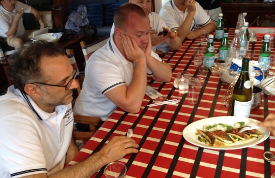 Galleria fotografica






A spasso tra i canali di Venezia. Esclusa l'estemporanea grandinata di domenica 24, la dodicesima edizione della S.Pellegrino Cooking Cup ha regalato un clima memorabile








Globetrotter, signature dish di Lorenzo Cogo alla Cooking Cup 2012








Il signature dish di Martin Volkaerts, belga dell'Air du Temps








Aragosta con vinaigrette d’ostrica e quinoa croccante, piatto che è valso a David Frenkel del Pronto di Tel Aviv, Israele, il People Choice’s Award 2012








Dumpling di lardo e gamberi con asparagi, tartufi di mare e erbe estive, signature dish di Richard Ousby del Quay di Sydney, Young Chef of the Year 2012








Bietola di sgombro con crema d'aglio, piselli e riso saltato, il piatto cucinato in mare dal vincitore Richard Ousby








La pietanza disegnata sabato sera da Jacob Holmstrom del Gastrologik di Stoccolma: un viaggio attorno al salmone che ha convinto tutti i giurati (e che gli è valso il secondo posto finale)








Daniel Berlin, Massimo Bottura, Davide Scabin, la foodblogger Lydia Capasso, Mauro Colagreco e Franco Favaretto valutano i piatti in gara nella hall del Molino Stucky Hilton di Venezia, teatro della prima sera dell'evento








Particolare del piatto del giovane cuoco russo in concorso: Anatoly Kazakov del Bon di Mosca








Domenica mattina, tutti i cuochi al mercato del pesce di Rialto a cercare gli ingredienti del Mystery Basket con cui comporre la ricetta a bordo








Delizie a Rialto








Il plotone di erbe aromatiche acquistate a Rialto da Lorenzo Cogo prende il largo sul watertaxi








Si comincia (cucinando e strambando)








Nuvoloni all'orizzonte








Nuvoloni all'orizzonte bis








Giuria a tavola a bordo del Timoteo, barcone attraccato all'isola di San Giorgio cui arrivano tutti i piatti cucinati dai concorrenti in barca. Si riconoscono Francesca Barberini, presidente del cook panel, Luke Dale Roberts, Davide Scabin e Mauro Colagreco





