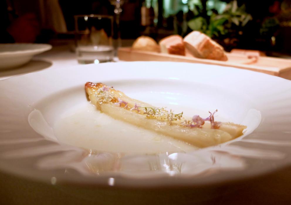 Galleria fotografica






La nostra splendida cena da Antonia Klugmann nelle foto di Tanio Liotta. Si inizia con Fagottino di bieta sbollentata, carota candita, curcuma, peperoncino, succo di limone e trifoglio









Cozza di Sistiana, bottarga (in gel e grattugiata), zenzero candito, prezzemolo, coriandolo e nigella: buonissimo









Baccalà mantecato e rapa rossa: il baccalà mantecato con evo, tre espressioni della rapa (centrifugata, cruda tagliata sottile e affumicata)









Gambero rosa crudo e friggitello alla fiamma, salsa del friggitello, bisque di gambero, dragoncello









Midollo di manzo e cime di broccolo, il suo gambo in salamoia, una sua centrifuga, la foglia spadellata, silene, olio, polvere e purea di bergamotto: piatto indimenticabile









Insalata: asparagi verdi sbollentati e poi scottati in padella, lattuga dell'orto, borragine essiccata, il suo gambo cotto in acqua e burro, stellina odorosa, centrifuga di acetosa. Altro piatto da Oscar, la composizione cambia di giorno in giorno, dipende da quello che si trova









Golosità pura, ma anche soavità da grandissima cucina: Fegato e cuore di agnello alla brace in retina di maiale, fave e piselli croccanti, germogli di pisello, crema all'aglio dolce









Trippa fagioli, polvere bruciata ed edera: la trippa è la cosiddetta cuffia, viene bollita in modo classico nel brodo vegetale, quindi tagliata a fettuccine e rosolata, poi bollita di nuovo in brodo di ossa di maiale affumicate. Quindi cenere di sedano nero, carote e cipolle, edera di campo raccolta la mattina stessa, fagioli borlotti «del nostro giardino». Altro grandissimo piatto, come rendere la trippa elegante e complessa









Spaghetti alla seppia e il suo nero, «questo è comfort food» ci dice Romano De Feo. Ma buonissimo: lo spaghetto di Gragnano viene mantecato in una salsa al fegato di seppia, quindi pepe del Nepal per una nota agrumata, il nero e la seppia cruda









Un nuovo risotto: Riso Motta, parmigiano, spinacino selvatico cotto e crudo, olio al ginepro, saba al parmigiano e grappa. «Questo è un piatto che mi è venuto in mente durante una degustazione alla Premiata Distilleria Pagura 1879 di Castions di Zoppola», la più antica del Friuli. Interessantissimo, noi ci sentiamo persino il profumo del panettone






