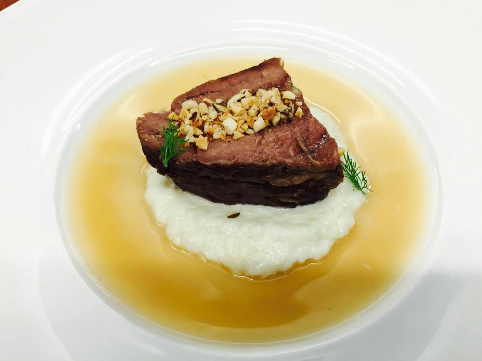 Photogallery






Gianni Dezio, Tosto, Atri (Teramo)

Tortelli with artichokes, fondue of pecorino from Atri, mint and liquorice. Liquorice and mint unite so as to enhance one of the most important vegetables in Italian cuisine









Valerio Centofanti, L'Angolo d'Abruzzo, Carsoli (L'Aquila)

Pappardelle with gelded lamb with pecorino from Alta Valle del Turano. The lamb is gelded before it is two months’ old and raised for 18 months. A dish full of emotions and sensations that has disappeared from Italian kitchens (in the picture, the gelded lamb)









Niko Romito, Reale Casadonna, Castel di Sangro (L'Aquila)

Because it’s the proof that constant research in the kitchen (in this case applied to cutting and macerating cabbage) can pull down the "wall" of vegetal representation and give new and powerful solutions in terms of structure and taste. Creating surprise and deep emotion. For me, it represents a new phase









Mattia Spadone, La Bandiera, Civitella Casanova (Pescara)

Vegetables cooked in salt. I worked on cooking in salt only using vegetables (from our kitchen garden). It may seem banal but I’ve been working on this for over 3 months: these are roots and leaves presented in different textures, crispy, mashed and thinly diced









Patrizia Corradetti, Zenobi, Colonnella (Teramo)

Meat and spinach ravioli with Neapolitan genovese sauce. I needed to include in the mid-August menu a first course with filled pasta that would still be traditional









Nadia Moscardi, Elodia nel Parco, L'Aquila

Textures of pasta and vegetable garden. It is inspired by Le Virtù, an ancient soup from Abruzzo that was made by the bride for the future mother-in-law to prove her virtues in the kitchen










William Zonfa, Magione Papale, L'Aquila

Castratissimo. Gelded meat is very popular in Abruzzo. The sauce you see is a dehydrated “veil of gelded meat sauce”, wrapping the soft meat. Upon contact with the heat and humidity of the meat, it is rehydrated and gives life to the memory of meat chops coming out from the sauce itself









Cinzia Mancini, Bottega Culinaria Biologica, San Vito Chietino (Chieti)

Pescatrice noir. My territory and the elements defining it: sun, rocks, sea, wind and fire









Stefania Di Pasquo, Locanda Mammì, Agnone (Isernia)

Raspberry mousse with caramelised white chocolate and hazelnuts. It’s a non-sweet sweet, a dessert that represents a change from the classic desserts I have in the menu. It represents my current desire for change









Felice Sgarra, Umami, Andria

Cream of cannellini beans and scampi with lemon sourness. A fresh course but also one that is suitable for every occasion
 









Antonio Scalera, La Bul, Bari

Home-smoked mackerel, toasted walnuts, jam and gelatine of friggitelli peppers. Blue tailed fish: poor, from the tradition and history of Apulia. Cinderella becomes the queen on our table









Giovanni Lorusso, Memory resort, Bisceglie (Barletta, Andria e Trani)

Sea bass, smoked Jerusalem artichoke, green affilla and sesame praliné. The fish, the aroma of almonds, the sauce of smoked Jerusalem artichoke, the aroma of the baby peas that have just sprouted and the sesame praliné adding sweetness and balsamic notes









Teresa Galeone Buongiorno, Già Sotto l'Arco, Carovigno (Brindisi)

Pink gnocchi with pesto heart, ricotta and puffed beetroot. A voluptuous mix of colours and flavours









Antonella Ricci and Vinod Sookar, Al Fornello da Ricci, Ceglie Messapica (Brindisi)

Drops of ricotta on a pesto of wild chards, crispy pancetta and pepper smoked with apple wood. The brackish note of the chards enhances the milky taste of the ricotta, strictly produced by Mrs Anna Argentiero. In this season there’s the best ricotta and wild chards. In the menu until April









Francesco Nacci, Botrus, Ceglie Messapica (Brindisi)

I wanted to be a chop. Smoked carpaccio with olive leaves where the "thinness" substitutes the "long cooking time" and the creams with classic flavours (tomato, pecorino, capers) give it the softness and succulence of a homemade "braciola al sugo" (chop with tomato sauce)
 









Filomena Silibello, Cibus, Ceglie Messapica (Brindisi)

Quail soup with simeto durum wheat, chicory and wild scattapietre. The hunting tradition of this territory and the richness of wild herbs induced our grandmothers to serve all that nature had to offer locally









Salvatore Amato, Borgo Valle Rita, Ginosa (Taranto)

Risotto with burnt garlic, oil, chilli pepper and sea urchins. Our agricultural tradition and all the elegance of the sea melt in a dish capable of recalling the best childhood memories









Alfredo De Luca, Malcandrino, Lecce

Risotto, sorbet of red onion from Tropea, chicken liver, radishes and wild fennel. The well-established match of onions and liver becomes an explosion thanks to rice









Angelo Sabatelli, Angelo Sabatelli, Monopoli (Bari)

Squid, allievo (baby squid), almond and lemon. A dish that encloses all of Apulia in 3 ingredients: squid (in two versions: the adult for the veil and the baby served raw), candied lemon from Gargano and cream of almonds from Toritto (photo by Lello D'Anna)









Pietro Zito, Antichi Sapori, Montegrosso (Andria) 

Black chard lasagne stuffed with pancotto with turnip tops and potatoes. For us, real farmers, who grew up in the old countryside, vegetarian and vegan cuisine were everyday life. A few days ago I introduced this deceivable dish in the menu: there’s no meat, no egg, no cheese. Still, it is good and looks good









Enzo Florio, Da Tuccino, Polignano a Mare (Bari)

Crispy red mullet with almonds. The aroma of the seaside in Apulia enclosed in a dish, plus potatoes from Polignano









Andrea Cannalire, Cielo del Relais La Sommità, Ostuni (Brindisi)

Egg and Flour (dedicated to my father). My father has a poultry farm and he still produces eggs and for me this was the biggest homage I could give him because he gave me the chance to become what I am today









Salvatore Carlucci, La Barca di Ciro, Pulsano (Taranto)
Oyster Coconut & Passion. It’s an oyster marinated in seawater, aromatised with ginger and pepper from Jamaica, immersed in fresh coconut milk and served with a passion fruit gel









Stefano Di Gennaro, Quintessenza, Trani

Red mullet, orange, carrot and sweet and sour onion. Straight to the essence of the sea and the deepness of the earth: eating the red mullet, one can perfectly sense the sea, the deepness of the earth refers to cultivating onions and carrots









Gaetano Servidio, Menelao a Santa Chiara, Turi (Bari)

Cream of chickpeas from Altamura with chargrilled king trumpet mushrooms and pastry with smoked scamorza. A historic dish at our restaurant: strong and clear flavours, a rustico that gets rid of technique (which as chefs we always seek obsessively). It encloses the warmth of the people of Apulia






