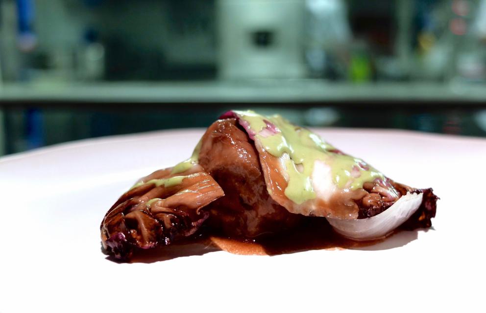 Photogallery






A new Lorenzo Cogo at the new El Coq, since July 2016 in the heart of Vicenza









At the entrance, the Carlton library by Ettore Sottsass, a great designer, founder of the  Memphis Group. In fact, it is entirely made in sugar, the work of artist Marco Chiurato

 









We get to the first floor: the perspective at the entrance recalls the depth of Palladio’s works









The elegant dining room









Precious cutlery by Giò Ponti for Sambonet. Everything is studied: the colour of the tablecloth is inspired by the roof of the Basilica Palladiana









The view from the dining room...









...and from the kitchen









Let’s start: Cherry tomato, angustura, vegetable jus. All the photos of the dishes are by Tanio Liotta









Beetroot macaroons with radicchio and Béarnaise sauce with mint 









Choux pastry with peanut cream and dried bacon 









Doughnut with goat cheese and curry cream: the last appetizer









Fondale marino, scalogno, salmone e salicornia: the shallot is chargrilled, there’s peppermint mousse, powdered salmon, and granita made with sea asparagus and orange bitter









Amberjack belly, rosola and peas: an improvisation based on what was available from the market. Fish and peas are chargrilled, then there’s a vinaigrette of pods and rosole, poppies









Chargrilled calamari, babaganush, bergamot and teriaki: the grill, once again. Cogo learnt its perfect use from Basque master Victor Arguinzoniz of Asador Etxebarri

 









Bosaga roe, yellow pepper, sake and ice camomile. Masterful what with complexity and elegance. Bosaga is a fish typical of Chioggia









Jerusalem artichoke "risotto", tuna bottarga and horseradish. There are many fake risottos available, such as the one with celeriac by Yoji Tokuyoshi and Salvatore Tassa or the vegetable one by Pedro Subijana. This is really perfect, with cream of Parmigiano and artichoke petals









Spaghetti with garlic and oil, hazelnut milk and seafood, with caviar of iced extra virgin olive oil and sea fennel. Beautiful, masterful and quite good too









Gargato, squid liver, mousse of buffalo milk mozzarella and ginseng. Gargato is a small maccherone. A delicious dish









Iceberg is an interlude: the salad is soaked in amaro Alpestre, a herb spirit. Then powdered cassis









Veal liver, wild asparagus, San Giuseppe, a typical spirit from Vicenza. Plus hop gel, cranberries and bran. Perfect harmony






