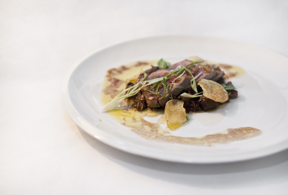 PhotogalleryCold tomato soup with vegetable brunoise, toasted bread with mizidra&nbsp;(Yiannis Loukakos)