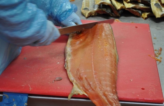 Galleria fotografica






Scozia, regione di Argyle, sud-ovest del Paese








Loch Fyne è il fiordo più noto di Argyle e anche il più lungo del Paese. Loch in gaelico significa "lago", fyne "fiordo"








Nei dintorni, colline dolci, larici, pini e abeti








Al largo si scorgono delle gabbie di acquacoltura








Disinfettare bene i piedi prima di salire sulla chiatta








Sulla chiatta, verso le gabbie dei salmoni








L’acqua in cui sguazzano i salmoni è pulita, filtrata, ricca di sali minerali








Ecco la gabbia: sono una decina in tutto, di larghezza variabile, profonde fino a 28 metri








Nuotano in circolo 30mila salmoni per gabbia. Ogni esemplare ha a disposizione 98,5 litri d’acqua per ogni chilo e mezzo di peso, uno dei più elevati del Paese








Ecco il salmone! Sono esemplari nati da uova di salmoni-riproduttori, pescati in mare e mantenuti in cattività nelle avannotterie








Al largo, accanto alle gabbie, c'è anche la base che monitora costantemente i pesci e la distribuzione (automatica) del cibo. Mangime non Ogm selezionato, integrato da proteine di origine vegetale che riducono l’utilizzo di fauna ittica utilizzata per produrre farine di pesce













Raggiunti i 3-4 anni d'età - cioè il peso di 4-6 chili, toccato in circa 8-900 giorni di acquacoltura, dei quali metà passati in acqua dolce e metà in acqua salata, per assecondare il loro istinto naturale - i salmoni vengono pescati e immediatamente riposti nel ghiaccio, accorgimento fondamentale per mantenere rigida la carne








Le lavorazioni successive vengono effettuate entro e non oltre le 15 ore dalla pesca, nel laboratorio di Cairndow, il quartier generale di Loch Fyne a un passo dalle stesse acque in cui nuotano i salmoni








I salmoni sono lavati con la stessa acqua in cui hanno nuotato fino a poco prima








E poi decapitati, spinati e sfilettati a mano





