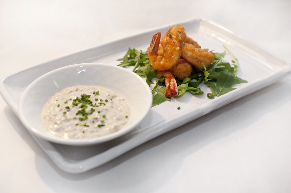 PhotogalleryCold tomato soup with vegetable brunoise, toasted bread with mizidra&nbsp;(Yiannis Loukakos)Saut&eacute;ed tuna filet with aubergine caponata (Yiannis Loukakos)