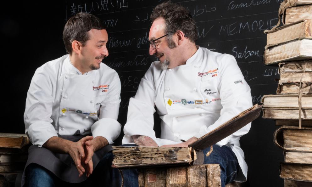 Gianluca Gorini presenta la cena a Identità Milano con Paolo Lopriore