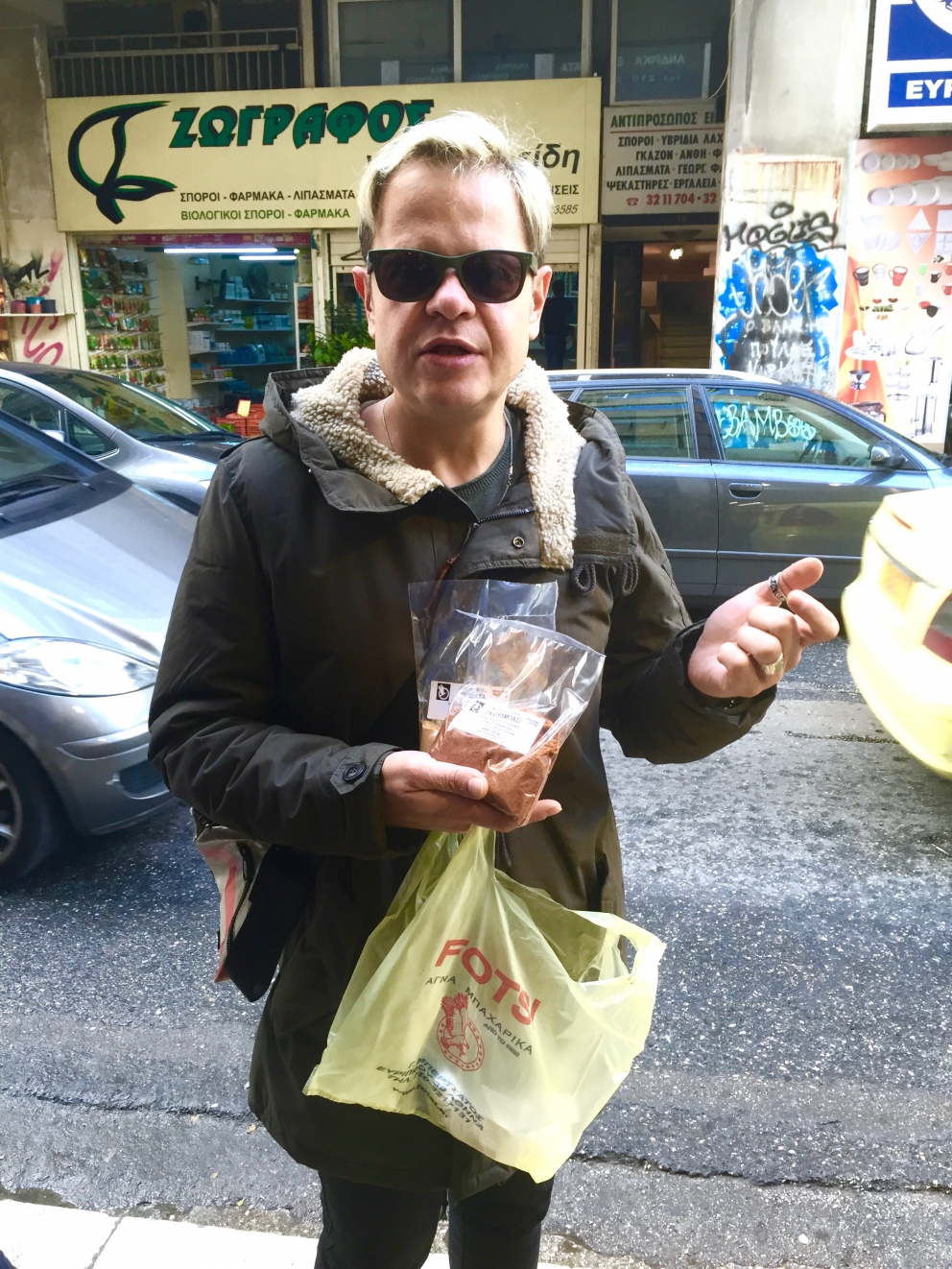 Photogallery






Breakfast with koulouri: you can find it all over town, we've chosen a kiosk between Korai and Stadiou, a stone's throw away from the university and not far from Psiri, the market area








Second stop, at Krinos (Aiolou 87): since 1922 it is the temple of loukoumades, pancakes fried in sesame oil and covered in honey and chopped almonds (loukuma is a word of Arab origins meaning nibble). A 6-piece portion costs 3.60 euros








The meat and fish market at Varvakios Agora (Athinas 42, a short walk from Krinos)








Come and grab some lamb!








Meat and fish market








Seafood delicacies. It's important to visit the fish market early in the morning because the best products are soon sold to restaurants













Walking around Psiri, Athens food corner








A pedlar selling salepi, an Ottoman drink made with dried orchid tubers








Slow food








Halva, a popular cake from India to the East of the Mediterranean Sea, based on tahina, a sesame paste. The word halva comes from the ancient Jewish where it meant 