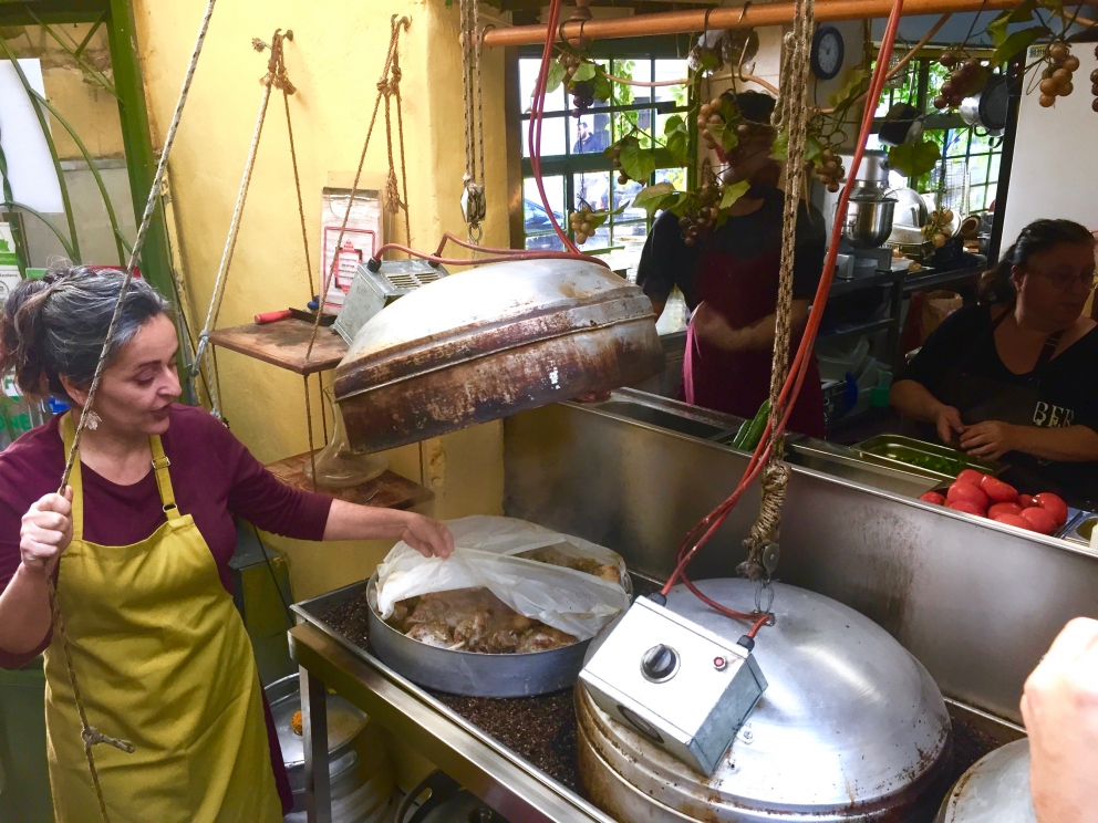 Photogallery






Breakfast with koulouri: you can find it all over town, we've chosen a kiosk between Korai and Stadiou, a stone's throw away from the university and not far from Psiri, the market area








Second stop, at Krinos (Aiolou 87): since 1922 it is the temple of loukoumades, pancakes fried in sesame oil and covered in honey and chopped almonds (loukuma is a word of Arab origins meaning nibble). A 6-piece portion costs 3.60 euros








The meat and fish market at Varvakios Agora (Athinas 42, a short walk from Krinos)








Come and grab some lamb!








Meat and fish market








Seafood delicacies. It's important to visit the fish market early in the morning because the best products are soon sold to restaurants













Walking around Psiri, Athens food corner








A pedlar selling salepi, an Ottoman drink made with dried orchid tubers








Slow food








Halva, a popular cake from India to the East of the Mediterranean Sea, based on tahina, a sesame paste. The word halva comes from the ancient Jewish where it meant 