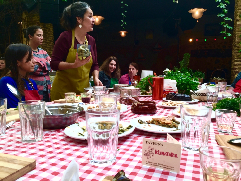 Photogallery






Breakfast with koulouri: you can find it all over town, we've chosen a kiosk between Korai and Stadiou, a stone's throw away from the university and not far from Psiri, the market area








Second stop, at Krinos (Aiolou 87): since 1922 it is the temple of loukoumades, pancakes fried in sesame oil and covered in honey and chopped almonds (loukuma is a word of Arab origins meaning nibble). A 6-piece portion costs 3.60 euros








The meat and fish market at Varvakios Agora (Athinas 42, a short walk from Krinos)








Come and grab some lamb!








Meat and fish market








Seafood delicacies. It's important to visit the fish market early in the morning because the best products are soon sold to restaurants













Walking around Psiri, Athens food corner








A pedlar selling salepi, an Ottoman drink made with dried orchid tubers








Slow food








Halva, a popular cake from India to the East of the Mediterranean Sea, based on tahina, a sesame paste. The word halva comes from the ancient Jewish where it meant 