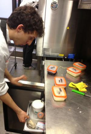 Photogallery






 
Modena’s colonnades, 186 thousand inhabitants and 3 restaurants with at least one Michelin star: Hostaria del Mare (1), Erba del Re (1) and Osteria Francescana (3 stars), our destination
 








Yellow and red tones prevail








The city still bears the signs of the May 2012 earthquake. On May 4th 2013, the day of our visit, a 3.8 magnitude earthquake was registered













By chance, Giuseppe Palmieri, maître and sommelier, appears from the grey door








Palmieri, 38, born in Matera. His first service in Francescana was on September 12th 2000








The old entrance to the restaurant, at number 24 in Via della Stella - as on the opening in 1995. It changed in September 2012: today you enter from number 22. Funnily enough, Google Maps is still set on the old entrance








The present entrance doors








Let’s start








After the latest renovations, the transit areas inside the Osteria appear as a contemporary art gallery








Mario Schifano’s world map








"Tourists", Maurizio Cattelan’s famous pigeons








Underneath the pigeons, Gavin Turk’s “Trashbag”








Three rooms, 12 tables, between 20 to 35 guests. 40% guests are Italian








Every table is illuminated by Davide Groppi’s Sampei lamp: if tables are moved, light follows








Francescana receives 150 reservations every day. But it also suffers from clients not showing up: on average, one table every week is booked but then guests don’t come








Right behind the kitchen, there’s the prêt-à-porter cellar








"In the central cellar, we only keep great vintages and larger bottles of what we consider to be great wines", Beppe Palmieri explains








1,600 wines are listed at Osteria Francescana, with a deep wine list which includes different vintages of the same wine








"A true celebration of wine "








The Ferrari coat, hanging in the cellar: Maranello is only 17 km away from Modena








Jean Todt, Michael Schumacher, Fernando Alonso: Ferrari’s “prancing horse” is at home in Via Stella








Gabrio Bini’s wines, from Pantelleria, a real fetish for Palmieri













Hanging from the ceiling, a nice selection of cured meats from Emilia








Bread made with mother yeast, the premise to a journey which will alternate great classics with very contemporary dishes








Massimo Bottura. Fifty years old last September, he is chef since 1986, the year of Trattoria del Campazzo in Nonantola. His first masters: Lidia Cristoni and Georges Cogny








He’s glowing: a few days ago his restaurant climbed, for the first time, onto the podium of the World's 50Best, a prize that is acquiring an increasing weight and authority. "The thing that makes me the happiest", he says, "is not so much the third place, but the fact that we’ve been in the highest positions for a few years now". True: 13th in 2009, 6th in 2010, 4th in 2011, 5th in 2012, 3rd in 2013








The now famous grey New Balance 993, a real emblem for the chef, friend of Jason Weis, president of the company in Massachusetts. The insole, however, is local: "In Emilia the sector is state-of-the-art", he says








"Are we ready?"








Almond granita with capers, bergamot and coffee cream 
Bottura and Palmieri’s journey across Italy starts from the bottom. And sails off from the Sicilian inland, with a classic granita which in Modena crumbles Adria-style, the wall that divides sweet from savoury, using the picklock of bitterness: Pantelleria capers, wild oregano but also bergamot, a coffee concentrate and vanilla scented salt. To pair with the first part of the meal, Sorriso di Cielo malvasia dei colli piacentini








Mediterranean Macaroon 
Next to the granita, two peculiar macaroons: the first is made with minced anchovies and sardines, the second with oysters and seaweeds. This is a classic scheme in Bottura’scuisine: his ironic turning the order of the dishes, from starter to dessert, upside down, and using popular raw materials instead of ingredients that are emblematic of élite cuisine. «While feet are sinking in the ground, the head is free to move everywhere», is one of his most famous quotes








Tempura of freshwater aulla with carpione ice-cream
Carpione ice-cream on a tempura of freshwater aulla – these fish are similar and slightly bigger than whitebait. The tempura is made by quickly placing the cold batter in boiling oil








Bread and croissants








Grissini








Baccalà Mare Nostrum 
We move up the Tyrrhenian sea to find this salted codfish cooked at low temperature and then seasoned with a touch of Naples and the Amalfi coast, that is to say with an emulsion made with hot oil with tomato vegetal liquid, olives, the zest of Sorrento’s super lemons and some anchovy colatura. These aromas crack with the scented bread on top








40 year old Denis Bretta explains the dishes as if from a book. Once at Restaurant Fini in Modena, for the past year and a half he’s been the manager responsible for the service in the restaurant. But don’t ask Palmieri to explain his role, as he’s abolished all hierarchies: "In our restaurant there are no commis or chef de rang. At a time when titles are so abused, I prefer for us to be all colleagues. All waiters."








How to burn sardines in three days 
Another journey, another horizon, the Adriatic Sea between Romagna and Ancona. A new camouflaged expression: these are not sardines (and they aren’t burnt either) but they are small sea-rock mullet, marinated for 3 days, then seared on one side on a grill, and filled like a sandwich with some (very sweet) scampi cream, and covered with vegetable ashes, aromatic herbs and lemon zest. “I wanted to make fun of the Marche-Romagna habit of grilling everything”, the chef says, “with lemon, garlic and parsley always added later to fix everything”









Rice, between fresh and sea water 
Recalling the Po estuary with freshwater and brackish sensations. The freshwater flavours cover the surface of the oyster which prevails on the river bed. And in the end, catfish, carp, vegetable chlorophyll and carpione win once again








 
A journey to Modena: Adriatic eel, polenta, Campanine apple jelly and saba
Another fluvial odyssey, presented for the first time at Identità Milano in 2011. The Adriatic eel travels across Veneto (with the polenta cream), Mantua (the Campanine apple jelly), the countryside of Modena (with the Saba lacquering, that is to say the mother of Aceto Balsamico) and stops in the centre of Modena (blackened powdered onion, a mimesis of the town’s canals)
 








Normandy
That is to say pre-salè lamb (hanging for 20 days) with an emulsion of oyster water, fresh seaweeds and caviar. On top, a green apple granita that recalls cider. “This is our tribute to Normandy”, Bretta says, “in Modena there are no enchanted beaches or breath-taking mountain tops. From Via Stella you can’t even see the Torre Ghirlandina. What guides us is the persistant strength of ideas, woven into the culture and into memories”








Giovanni Boroni’s Genziana from Trentino. A brilliant idea by Palmieri that acts as a bridge between the two dishes, Normandy (previous picture) and Think Green (next one). This distillate plays an immediate contrast with the sea-character of the first dish: "To me, harmony is what is left after a confrontation", B.P. says. And the confrontation is followed by the thought that spurs from the following match: water is added to the Genziana and the palate surprisingly longs to gulp it all. This is the perfect vehicle for the aromas of the genziana and "gives length" to the minerality of the wild herbs. "This serves to recall water, our true source of richness". Brilliant








Think Green
Vegetal chlorophyll, asparagus tops, pea cream, mushrooms, truffle, flowers, aromatic herbs and Parmigiano Reggiano curd. The idea of this dish came after observing the biological cycle of grazing cows, 4 seasons that sum up all of life. “This is what the cow eats, and what it returns to us, thanks to an extraordinary milk”, Bottura adds








Five ages of Parmigiano Reggiano 
A great classic from 1996, "when the textures in fact were 3", Palmieri points out. Today they are 5: 4 month ageing cream, 30 month demi-soufflè, 36 month mousse, 40 month crispy wafer, on top, “air” of 50 month Parmesan. (photo by Le Saucier)








A compression of pasta and beans 
Another great classic, this is a journey across Bottura’s experiences in the kitchen: Creme royal with pork rind, beans and foie gras (French tradition), rosemary air (the Spanish vanguard) and Parmesan crust (the Emilian essence) used instead of pasta. “This is a dish based on evolution, not revolution. I compressed my grandmother between Alain Ducasse and Ferran Adrià”








Snails under the grapevines 
Snails, aromatic chlorophyll on a bed of wild vegetables and herbs, with mushrooms, truffle and bulbs. After the cow’s life cycle, here comes that of the snail. "Once again, we’re chewing the territory: the best snails slither in the vineyards, among mineral, sapid and acid aromas"








A Frenchman’s dream of making pasta like an Italian 
Or, Ravioli with leeks, foie gras and truffle. We covered this in detail in Identità di Pasta issue number 27








Damijan Podversic’s Ribolla Gialla, a great wine by a wine producer from Gorizia inspired by Josko Gravner. It will support the following dish, without concealing it








A sharp knife is only served now. Another sign of the “allergy” to lengthy chewing that characterises most of contemporary high cuisine








Pigeon hunt 
And over to Bretta: "This is served in a balsamic sauce made with beetroots, which recalls blood. The salad is made with fake leaves, made by cutting out some tubers using some small stamps. These are then compressed in a vacuum with different types of vinegar. The horseradish is grated a few seconds before service, to give some velocity to the pigeon". Irony wins, since "pigeons are not hunted". The bird supplier is Franco Cazzamali from Cremona








Before the dessert, a trip to the restroom: vegetal notes prevail here too








A visit to the kitchen: capon stock








The chef watches over everything, even on the loud music wired wireless from the ceiling. When we get inside, Rod Stewart is screaming "Do you think I'm sexy?"





