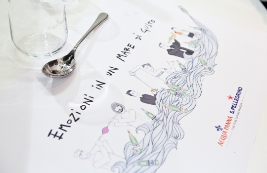 Galleria fotograficaLo stand di Acqua Panna e S.Pellegrino a Identit&agrave; Milano 2013Nello stand, l'illustrazione di Gianluca Biscalchin con le coppie protagoniste degli incontri organizzati alla tavola di Acqua Panna e S.Pellegrino durante il congressoCristina Bowerman, chef patron del Glass Hostaria e Romeo a Roma, era in coppia con Diego Confalonieri, campione di scherma nella specialit&agrave; spada - bronzo nella spada a squadre a Pechino
&nbsp;Diego Confalonieri e Cristina Bowerman all'opera allo standIl pubblico di Identit&agrave; Milano 2013 assiste all'incontro tra sport e cucinaDiego Confalonieri La seconda coppia: Lorenzo Cogo, chef patron del ristorante El Coq a Marano Vicentino, e Roy Paci, trombettista, compositore e &ldquo;gastrofonico&rdquo;
&nbsp;Nel duetto musica-cucina, Lorenzo Cogo prepara il suo piatto.....mentre Roy Paci suona