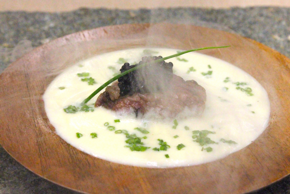 Photogallery






Enrico Crippa, Piazza Duomo, Alba (Cuneo)

Prawn and radicchio from Treviso cocktail – It’s a take on prawn cocktail with radicchio from Treviso first vacuum cooked and then opened as if it were a water lily. The prawn is seasoned with smoked pancetta cooking water. Then prawn bisque and a drop of shiso vinegar. Hence the classic dish acquires a new dimension, seasoned with choron sauce, which is basically a Béarnaise sauce with tomato









Andrea Ribaldone, I Due Buoi, Alessandria

Fassone beef agnolotti – Subtitle: “Memories of a trip to Japan”. Because I unite a true Piedmontese classic with a typical Japanese technique, soba in ice. Hence: cold agnolotti, in ice, with the intensity of the stuffing enhanced by the low temperature. I connect with the territory: not having agnolotti in the menu, in Piedmont, is blasphemy. However, I present them almost crispy. I took the recipe from my aunt, from Lu Monferrato, and remembered when as a child I would eat her agnolotti as soon as she made them, still raw and callous









Riccardo Aiachini, La Fermata, Alessandria

Chicken alla Marengo... – It’s an ancient recipe dedicated to Napoleon after the battle he won against the Austrians in June of 1800. With a contemporary take, of course









Davide Palluda, All’Enoteca, Canale (Cuneo)

Salted codf with milk and onion caramel – A veil of pungent and sweet caramel, with dried onion amplifying its flavour, on top of the salted cod cooked with milk. A sumptuous and intrigating dish, with white and milky tones, connected with my past and the history of many regions that don’t have any sea but have always been dreaming of it when cooking









Marc Lanteri, Al Castello di Grinzane, Grinzane Cavour (Cuneo)

Marco Martini’s Fassone steak tartare, light whole grain mustard mayonnaise and Parmigiano matured 30 months – This dish is a classic from the Langhe, to which I give a touch of France thanks to the light whole grain mustard mayonnaise









Barbara Scabin, Blupum, Ivrea (Torino)

L'isola galleggiante dei cugini d'Oltralpe rivisto al contrario [The floating island of the cousins from the other side of the Alps, seen upside down] – Quoting Wikipedia: it’s a relatively light and moderately sweet dessert, so much so that if prepared with the necessary attention, it can also be eaten by people suffering from diabetes, cardiac and celiac diseases









Marco Rossi, La Mugnaia, Ivrea (Torino)

Testacoda – These are cheeks cooked very slowly, tail wrapped in cabbage and fillet tataki with horseradish. In other ways, it’s Piedmontese fassone from the Langhe to Japan…









Marta Grassi, Tantris, Novara

Prospettiva nord: baccalà e culatello s’incontrano [Looking North, salted cod and culatello meet] – Two elements, two Northern regions, the former sober and simple, the latter opulent, meet and melt









Antonino Cannavacciuolo, Villa Crespi, Orta San Giulio (Novara)

Prawns, egg and tomato – My personal play with marine textures. This fake mini sunny side up egg is my south with earthly aromas such as tomato and inside a tartare of raw prawns. Red prawn from Sicily is still one of my favourite crustaceans, it’s a part of my life (photo credits Viaggiatore Gourmet)









Christian Milone, Trattoria Zappatori, Pinerolo (Torino)

Egg and eggs – Egg yolk with truffle, caviar, celery broth and parsley buttons... with herbs. There’s a world inside, it pulls down prejudgements and popular beliefs having everyone’s taste agree









Christian Meloni Delrio, Casa Baladin, Piozzo (Cuneo)

A cage made with quinoa, scampi and burrata – A simple yet flavourful dish, perfectly matched with our Wayan beer, a saison with scents of pepper









Davide Scabin, Combal.zero, Rivoli (Torino)

Saltimbocca alla Combal.zero – When you see a slice of prosciutto and some sage on top of a slice of meat you know it’s a "saltimbocca alla romana”. As of today, when you see a slice of prosciutto and some sage on a pasta lasagna (the egg-pasta must be at least 4 mm thick), you’ll know it’s a “saltimbocca alla Scabinsky”. The only variation: 3 different prosciuttos are used, one from Piedmont, one from Parma and one from Tuscany (from the great Fracassi)









Igor Macchia, La Credenza, San Mauro Torinese (Torino)

Felicetti Conchiglioni with squid ink, mussels, potatoes, chicory and candied ginger – All the flavour of Italian tradition plus the lightness of the Japanese one









Luca Zecchin, Guido da Costigliole, Santo Stefano Belbo (Cuneo)

Steamed and then roasted duck thigh with Abate pears, honey and pepper from Val di Maggia – A dish that encloses our tradition and connects our borders in Italy









Ugo Alciati, Guido, Serralunga d'Alba

Cardoons pears and anchovies – An unusual and intriguing pairing, the meeting of three Piedmontese ingredients that aren’t normally matched: hunchback cardoons from Nizza Monferrato, Madernassa pear and salted anchovy









Massimiliano Musso, Cà Vittoria, Tigliole d’Asti (Asti)

Rabbit, artichokes, liquorice and vegetal notes – I’m proud of this dish because in Piedmontese tradition roasted rabbit is always present in the Sunday lunch menu. I enriched it with a modern cooking technique (that is to say low temperature), pairing it with artichokes cooked in a vacuum with oil aromatised with toasted and blended peels and a liquorice mayo. Finally herbs, a vegetal touch coming from my kitchen garden









Claudio Vicina, Casa Vicina a Eataly, Torino

Kabuki 2013 – From 2013 onwards, it has undergone many changes. It’s a complete main course in terms of nutrients and calories. It was born as a starter in ancient times (tartrà). It then became more refined, in the shape of a pie, and today it’s a complete vegetarian dish. It’s called Kabuki because of it’s an explosion of colours, vegetables (4 or 5) and flavour. We serve it thus: a pie made with courgettes and Grana Padano matured 24 months in the centre of the dish. Finally, on top of the pie, we carefully put the egg yolk breaded with brioche crumbles fried in extra virgin olive oil









Matteo Baronetto, Del Cambio, Torino

Lasagne with sea lettuce and veal meat sauce (without tomato) – The sea lettuce lasagne is an almost natural and spontaneous version of Gualtiero Marches’s lasagne made with green pasta and pheasant meat sauce which I made again and again. It is natural and spontaneous in that the idea is not of giving a new take on the classic lasagne but a chance to a celiac to taste the primary taste of lasagne. The sea lettuce in fact shows no difference with the classic Italian green coloured pasta









Marcello Trentini, Magorabin, Torino

Puntarelle/Burrata/Anchovies- A delicious and complex snack uniting North and South... Hanging in the balance between bitter, sapid, sweet and umami









Alessandro Mecca, Spazio 7 – Torino

Pork belly, apple, oyster and ear – A journey across strong and delicate flavours, where the tradition of my territory is renewed in the dish by meeting the sea (photo by Edoardo Gatti)









Stefano Borra, Vo, Torino

Jerusalem artichoke cooked in two ways, cardoons au gratin, rabbit meat sauce, white truffle – My bagna caoda, served in a "balon”









Marco Sacco, Piccolo Lago, Verbania

Bottoni di lago – A dish that brings back the memory of the days spent by the lake as a child









Maurizio Macario, Nazionale, Vernante (Cuneo)

Smoked fario trout, its roe, acid curdle and gomasio – A new dish, Occitan-style. The iridea trout from the Maritime Alps is lightly smoked, served in a crispy cannolo (like a savoury version of chiacchiere), slightly sour goat’s and cow’s milk cream, with gomasio adding a sapid note









Christian and Manuel Costardi, Cinzia - Da Christian e Manuel, Vercelli

iNvidia – A sweet by Manuel, who created a new word: "cuocodolce". In his evolution, he’s getting closer and closer to the kitchen and his sweets are becoming real courses. This cake is born from the use of endive as a container for a cream of liquorice, plus almonds and capers






