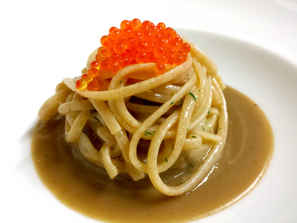 Photogallery






Mario Cornali, Collina, Almenno San Bartolomeo (Bergamo)

Stewed snails from Almenno, fumet of powdered corn from Prato – This dish is the consequence of the meeting with Andrea Togni, a young snail breeder from Almenno. I was inspired by the fact that I had an organic snail farm only two kilometres from home









Antonio Cuomo, Hostaria del Relais San Lorenzo, Bergamo

Dreaming… Cesar salad – We’ve rebuilt a great classic by changing all its textures, with water of Parmigiano, iceberg salad ice cream and confit tomato mousse









Giuliano Pellegrini, Lio Pellegrini, Bergamo

Salad with tripe, tuna, fried polenta, cucumber and white beans from Soragna – Tripe is a dish I wanted to change because I always had a good memory of it. My grandmother Alice made an excellent tripe stew...









Antonio Borruso, Umami, Bormio (Sondrio)

Neve al sole [Snow in the sun] – A dessert uniting saffron, litchi and a white chocolate mousse









Enrico and Roberto Cerea, Da Vittorio, Brusaporto (Bergamo)

Steamed king crab with hazelnut praliné and bottarga – An intriguing and delicious dish, where the white and reddish meat, firm and as sweet as honey, is finely matched by the sapidity of bottarga, much rougher and stronger. All this paired with the fattiness and crispiness of the best hazelnut in the world, the tonda gentile from Cortemilia









Nadia and Giovanni Santini, Dal Pescatore, Canneto sull'Oglio (Mantua)

Mountain potato cream with poached eggs, tuna bottarga, asetra royal caviar and capers – A great dish from Dal Pescatore’s tradition yet conceived and prepared by the new generation in the kitchen, that is to say by Giovanni Santini – photo by Culinaire Saisonnier-Dirk Kerstens









Enrico Bartolini, Devero, Cavenago di Brianza (Monza Brianza)

Risotto Arlecchino – Sauce below, rice on top. A return to the Baroque with a modern interpretation









Daniel Facen, Anteprima, Chiuduno (Bergamo)

Tuna salad with sour egg, purple potatoes and olive oil – It’s like a Salad Niçoise in which the tuna is seared and then cooled in water and ice. The purple potatoes have different textures, in pieces, as a small purée and dehydrated. The tomatoes are confit, the French beans are cooked with ultrasounds, the egg in vinegar and the oil is in a sugar capsule, with anchovies from the Cantabrian Sea









Davide Oldani, D’O, Cornaredo (Milano)

Milanese style apple marrow – Because it represents the tradition of a Milanese “dish” but with the lightness of good modern cooking









Stefano Cerveni, Due Colombe, Corte Franca (Brescia)

Warm spaghetti, scampi, sweet paprika and Calvisius Tradition caviar – Luxury and flavour in a dish full of careful simplicity. The service temperature at 40°C enhances the aromas of and the pleasure to the highest level









Fabio Abbattista, Leone Felice de L'Albereta, Erbusco (Brescia)

Lavarello alla mugnaia, tofeee di cavolfiore e calamondino - This dish is today the most explicit declaration of my cuisine: after 2 years discovering the territory of Franciacorta and thanks to the special relationship developed with <strong>Ferdinando Soardi</strong>, a fisherman in Monte Isola, I chose to give voice to the extraordinary freshwater fish, in this case lavaret









Silvio Salmoiraghi, Acquerello, Fagnano Olona (Varese)

Stewed sturgeon – We love this dish made with sturgeon because it represents the use of freshwater fish in Italy. It’s a version of the sturgeon prepared in Ferrara









Riccardo Camanini, Lido 84, Gardone Riviera (Brescia)

Double buttons with ricotta, anchovies, lemon and turnips – This dish appeared in the menu two weeks ago: it is minimalistic, simple, clean. It offers the classic flavour of ricotta, lemon and anchovies but doesn’t play only with the roundness because it includes the “crispiness” of the turnips. These vegetables, by nature, have irregular fibres; this irregularity can thus be sensed when chewing, and it’s unusual. It’s a double button because it has one slice of turnip below and one on top, and in between there’s the button which is visible – between the translucent slices of turnip – and ready to burst in the mouth









Stefano Baiocco, Villa Feltrinelli, Gargnano (Brescia)

Piglet from Orvieto "alla diavola" – With a cream of wild herbs. The palate is intrigued by the fat and acid notes, the bitter leaves and the spicy touches, the soft and crispy parts...









Fabrizio Ferrari, Al Porticciolo 84, Lecco

Pache Felicetti, grilled scarpette, armoricaine sauce, puntarelle, dried sweet potato and powdered tarragon – Fireworks for the palate lasting all year long!









Alberto Buratti, Koinè, Legnano (Milan)

Rice spaghetti in cagnone – A local classic, cagnone becomes the seasoning for homemade rice spaghetti









Marco Ambrosino, 28 Posti, Milan

Chiajozza – Squilla mantis, oil aromatised with maritime pine tree, sea urchin ice cream, cabbage. A symbol of my origins (Chiajozza is the bay in Procida where I was born)









Vittorio Fusari, Al Pont de Ferr, Milan

Smoked eel from Cabras, daikon, beetroot essence and hazelnut brittle – A recipe from the new menu in which I wanted to enclose my themes. I choose an ingredient, namely eel from Cabras, which comes from sustainable farms, an important form of virtuous economic development. I then use the small agricultural products from the Parco Sud Milano, an agricultural format that is awakening, safeguarding land. Food is the first medicine and daikon is an emblem of this









Viviana Varese, Alice, Milan

Homage to Ángel León - Ángel León, Michelin starred chef from Andalusia, is the only chef in the world to have found the way to extract plankton. I’ve been at his restaurant in El Puerto de Santa Maria, near Cadiz, and his use of plankton when cooking inspired me so this “tribute” was born as a risotto with plankton with a very thick squid broth, a light aioli sauce, garnished with lime and fried squid. I’m proud of this dish because you can taste the sea, and then I discovered a new ingredient I didn’t know: plankton, which in Greek means "vagabond" because it is formed by those organisms that are passively moved by the currents and the waves. When we serve this risotto we used an underplate which is a microscope photo of plankton taken by two marine biologists, brothers Sardet, who are two experts in the field









Matteo Torretta, Asola, Milan

Beef maxi bon with pappa al pomodoro – An evocative dish, with childhood memories and tradition









Hirohiko Shimizu, Basara, Milan

Squid tagliatelle with red prawns, scallops, sea urchins, caviar with olive oil and yuzu juice – I was inspired by spaghetti with seafood. I wanted to make a dish only using raw fish









Guoqing Zhang, Bon Wei, Milan

General’s Zuo Zongtang chicken – A specialty from Hunan. It’s a chicken fried in its skin, seasoned with red chilli pepper (in Hunan they basically put chilli pepper everywhere), tofu marinated in Chinese wine, sugar, salt, abalone sauce and yellow bean sauce. Finally I toss it with sesame oil and garnish it with black sesame









Paolo Pivato, Bottega del Vino, Milan

<em>Cream of peas with burrata, mint and Patanegra fondue</em> – On a crispy and slightly sweet base of sliced toasted almonds, we place the pea cream which adds a velvety feeling. The mint and burrata give a note of freshness, the pea sprouts and the raw peas add a crispiness that recalls the almond base. Finally there’s the Patanegra fondue which gives a strong touch









Luca Pedata, Carlo e Camilla in Segheria, Milan

Le caramelle – Sweets made with ricotta, buffalo milk mozzarella, spinach, melted butter, candied ginger, chips of veal tongue and reduced cream with mace. Totò, sweets and laughter. Naples and its tongues. My grandmother and ricotta and spinach









Elio Sironi, Ceresio 7, Milan

Tamburello made with salmon and duck liver – It’s a daring match of two fats: sea and earth, which are very different elements, though when united they create a unique and delicate flavour; moreover, the citrus fruit zest, the acidity of the goat milk curdle and the slightly spicy sweetness of the mango chutney create an exciting contrast of flavours









Matias Perdomo, Contraste, Milan

<em>Ricchezza e Povertà</em> [Richness and poverty] – A Milanese-style <i>cassoeula </i>yet different. It is linked with the history of Via Meda 2, the location of <em>Contraste</em>, because it is said that a doctor used to live in this house, in the early Twentieth century, who would look after the poor. Once a week, he’d open the doors of his office to cure them and feed them. The dish is composed of a few coins made with gelatine of baked pork shoulder. They are served with a consommé of <em>cassoeula</em> on the side. When the consommé is poured, the coins melt, creating a unique mixture









Carlo Cracco, Cracco, Milan

Prawns from S. Margherita, pistachio from Bronte and turnip with coffee and orange – A recipe conceived with Luca Sacchi. It’s a version of the prawns which we hold very dear and we will probably present at Identità Milano too. North and South are enclosed in a dish from which we will never want to set us apart because it gave us plenty of emotions (for references, ask Massimo B.)









Fulvio Siccardi, Da Noi In del Magna Pars, Milan

Raw amberjack, seasonal vegetables, liquid Grana Padano, perlage of black truffle – Summing up, it’s the right meeting between sea, earth and Italian craftsmanship









Daniel Canzian, Daniel, Milan

Vegetarian savoury petit fours – The dish is composed of different concepts of savoury petit fours, including a broccoli tart, a cauliflower cream puff, a small cannolo with puff pastry and a mousse of parmigiana and pistachio, a Sicilian cannolo with ricotta, olives and tomatoes, cassata, caponata, tomato babà. This idea came from the desire of offering vegetables in a new appearance: fun, tasty and elegant. The goal is to create a selection of small, delicious and light pastries that look nice, taste nice and can suit all the palates of those looking for a surprise









Alice Delcourt, Erba Brusca, Milan

Camomile maltagliati, melted butter, seirass and toasted sunflower seeds – The maltagliati have camomile flowers in the dough, below, we put a cheese fondue. We make the melted butter also using camomile, and we serve this with seirass (a Piedmontese ricotta matured in hay) and toasted and salted sunflower seeds









Eugenio Boer, Essenza, Milan

Tagliatelle "lièvre à la royale" – A provocation, yet a comforting one, following Neoclassicism: a classic of the great French cuisine becomes the most classic Italian first course. A dish finely expressing and characterising my cooking – photo by Bob Noto









Keisuke Koga, Gong, Milan

Spoon Dim sum – It’s a selection of three ravioli: with sea bass marinated with umami, presented with a sea urchin sauce and garnished with a puntarella covered in gold; with smoked scallop and prawn, with an edamame sauce; with wagyū and black truffle, with a sauce of foie gras and duck broth









Andrea Alfieri, Il Chiostro di Andrea, Milan

Ravioli with semolina filled with pork bottaggio served on cabbage and lemon with jus of cassouela – We need to gradually rediscover the recipes from our territory, make them gentler and lighter by playing with ingredients and technique









Andrea Provenzani, Il Liberty, Milan

Tokyo-Milano – Spheres of risotto alla milanese, marrow and gremolata with ginger, sea weeds, coriander, mushrooms and sesame. A classic that has already been done in all sorts of way. This Asian contamination adds a different energy and plurality, I think it is modern and dynamic, but most of all good!









Alessandro Negrini and Fabio Pisani, Il Luogo di Aimo e Nadia, Milan

Raviolo with red mullet marinated with caraway with variegated radicchio from Castelfranco and almonds from Toritto – It’s a brand new recipe. A dish with plenty of sea flavours (we also use the entrails, very fresh), aromatised with caraway and enhanced by the other ingredients: the sweetness of the almonds, the aroma of the mandarin and the slightly bitter flavour of the variegated radicchio from Castelfranco, the freshness and fruitiness of the raspberry vinegar, which acts as a counterbalance for the marine note of the red mullet. It’s a complex dish, given all these flavours and aromas, but at the same time it’s a playful dish too, in which the guest can choose the order in which to taste the different preparations matched with the fish









Pietro Leemann, Joia, Milan

Madre Terra – A soft carrot and hazelnut cake with a beetroot and pea mousse, carrot and orange sorbet and violets from my garden. Good omens for a year full of changes, towards a healthier diet, respecting our dear planet, hosting us, and a renewed friendship with all beings, with one, two or more legs!









Haruo Ichikawa and Michele Biassoni, Iyo, Milan

Ika - Ika is the Japanese word for squid. We thought of making this dish because it perfectly suits the Japanese culinary taste, and it is also a perfect expression of the cutting technique usually used with it. The preparation’s sweetness is due to the so-called "fraying", which enhances its taste









Matteo Fronduti, Manna, Milan

Spaghetti, turnip tops, smoked herring and fresh horseradish – In the menu throughout the winter, or at least until the turnip tops last. Only three strong ingredients full of personality. I’m looking for a balance of strong flavours: managing the contrasts is fun. In the palate, in the end, it’s a pleasant punch. Like fights that bring no wounded









Massimiliano Masuelli, Masuelli San Marco, Milan

<em>Pan fried rice with saffron pistils and marrow jus </em>– A recipe born so as to find a use to the classic leftover risotto that used to be tossed in a very hot iron pan. A “recycled” dish served with a new identity









Giovanni Giberti, Pavé, Milan

Cream of dehydrated peas with cotechino from Piacenza and purple cabbage – A dish for the cold days. To warm you up and get closer to simple things









Cesare Battisti, Ratanà, Milan

Pike in a delicate marinade, its roe, spinach and watercress – Freshwater fish is a very important and precious rediscovery in our menu and listening to the fishermen from Lake Garda explaining how this old recipe was in fact considered a Sunday or festive meal makes you understand how many recipes we still need to rediscover, prepare once again, have people know about and protect as a heritage of national tradition









Matteo Monti, Rebelot del Pont, Milan

Carne – It’s all about the flavour and aroma you get from cooking meat, presented as a pre-dessert. Or a dessert. Or an amouse-bouche. In other words, a jolly









Claudio Sadler, Sadler, Milan

Baby calamari stuffed with dried cod, with crispy panella and radicchio stewed with balsamic vinegar, squid ink – The new dish in one of the temples of Milan’s restaurant scene









Antonio Guida, Seta, Milan

Pigeon fillet with liver royale, black truffle, parsley sauce and lemon balm – I included this dish in the menu only recently, I’m proud to have incorporated my experience on the other side of the Alps, something our guests from Milan appreciate greatly









Fabrizio Ferrari, Terrazza Triennale, Milan

Rustin negàa – I decided to present a traditional recipe from Lombardy









Giovanni Traversone, Trattoria del Nuovo Macello, Milan

Risotto with smoked lard, rosemary and powdered raspberries – I use lard instead of the butter, using it as a sour butter for risotto, the percentage of fat is the same. As a contrast for the smokiness, I use rosemary and for the acidity, on top of the reduced wine and vinegar, some powdered raspberries









Diego Rossi, Trippa, Milan

Chargrilled veal marrow – A dish that reminds me of primitive cooking. It is cooked on embers aromatised with myrtle, and then seasoned with Sarawak pepper and rosemary. It’s a concentrate of flavours, the essence of the animal. To be enjoyed as it is, or spread on a toast of acid bread. A very simple preparation yet full of content - (photo Oak Seed Studio-Marco Varoli)









Roberto Conti, Trussardi alla Scala, Milan

Artic char, butter and sage, its roe and turnip tops – A noble dish, the result of three humble elements (Artic char, its roe and turnip tops). The herbaceous aftertaste of the turnip tops centrifuge juice is a trip down memory lane when I was a child and looked at the fishermen in the countryside in the park of the Ticino river lingering on, waiting to be lucky – photo by Katia Mangone









Felice Lo Basso, Unico Milano, Milan

My risotto alla milanese – A new take on risotto alla milanese. It’s yellow, but without the use of saffron. The rice is cooked with a centrifuge juice of fresh turmeric and carrots. It is then creamed in the classic way and served with a cream of roasted pumpkin, Balfego tuna belly and caviar









Vito Mollica, Veranda del Four Seasons, Milan

Foie gras terrine with gelée with Vermouth di Prato – I’ve always been fascinated by the origin of foie gras, made with duck or goose. I had the pleasure of meeting Gioacchino Palestro which led to the magic poetics of raw materials, of having in Mortara a unique excellence that respects seasonality. In fact, this terrine will be in the menu at Veranda from October till March. Every time the terrine is prepared, we follow the ritual of the mise en place that disappeared in other recipes, while with foie gras I believe you can still sense the elegance and finesse of the chef









Andrea Aprea, Vun del Park Hyatt, Milan

Squid alla diavola, potato, horseradish and sauerkraut – A dish based on a classic preparation such as diavola sauce but trying not to make the spiciness prevail, by contrasting it with the sourness of the sauerkraut and the sweetness of the potato









Wicky Priyan, Wicky’s, Milan

Tonkatsu – That is to say crispy piglet on a cream of white sesame and sweet sake. A dish introduced only a few days ago at Wicky’s









Denny Manzoni, La Piazzetta, Montevecchia (Lecco)

Tagliolini garlic, oil and chilli pepper with misultin, cream of broccoli and toasted breadcrumbs – The initial idea was to make a dish based on the “lake at wintertime"









Michele Mauri, La Piazzetta, Origgio (Varese)

95% Anchovy, green apple and horseradish gelo and a splash of squid ink - 95% because you eat everything except the entrails, that is to say 5% - photo by Gabriele Basilico









Giorgio Lutrini, Sasseo, Santa Maria della Versa (Pavia)

Milanese ossobuco with a puffed rice wafer – A great classic of Italian cuisine with a modern take









Giancarlo Morelli, Osteria del Pomiroeu, Seregno (Monza Brianza)

Casoncello made with flour and water dough, stuffed with sour ricotta, dried figs, pine nuts and carob, broccoli purée and chestnut truffle – The modernity of tradition









Pierantonio Rocchetti, LoRo, Trescore Balneario (Bergamo)

Double dream of scampi and cheese, both in the shape of gnocchi, served with vegetable stock – These gnocchi are filled with a cream of buffalo milk mozzarella: in one case the container is made with a soft dough, in the other it is a very thin scampi. These are paired with herring roe, turnip tops and a boiling hot vegetable stock, poured upon presenting the dish, to cook the scampi









Silvio Battistoni, Le Colonne, Varese

Riso Carnaroli creamed with Franciacorta, fresh and candied oranges, wild flowers and a light syrup of Franciacorta – Moving from winter scents to the blossoming spring






