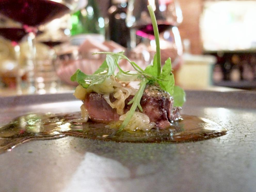 Photogallery






Our dinner at Cum Quibus in San Gimignano, portrayed by Tanio Liotta. We start with Fake green olive, garlic, oil and chilli pepper, olive crumble 









Mezzovo®: egg yolk, soffice di pecorino di Pienza, truffle, a classic by Sparacino. It’s even a trademark...









Pearl of liver with squid ink. Very good and persistent









Pizza liquida: mousse of bread, tomato, anchovies, oregano









Squid, panzanella, Parmigiano, basil, balsamic vinegar. The squid is seared, filled with panzanella, plus tomato jus, drops of balsamic vinegar, a wafer of Parmigiano and both fresh and fried basil









Bufala di capra e tartufo: fake mozzarella made with a mousse of goat cheese









Liver, mackerel, vinsanto, capers, lard









Foie gras Bavarian mousse, gel of miso, liquorice, chilli pepper, shallot, sea weeds. Great balance, a very elegant and aromatic dish









Buttons of lamb sweetbreads, garam masala, sour cream, fennel









Cannelloni with rabbit and puttanesca scauce









Tagliolini, ‘nduja, lime, mussels and horseradish. Pure deliciousness









Risotto, ajoblanco, pepper chutney, anchovy colatura, anchovies from the Sea of Cantabria. Pure deliciousness, part two









Octopus, burrata, umeboshi and sake. They cook the octopus for eight hours in sake, then cream of burrata, umeboshi, plum sauce and fresh plums






