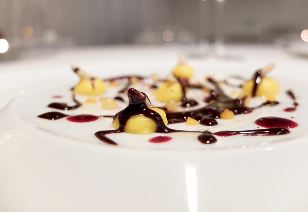 Photogallery






Water, oil, lemon and liquorice: purity. «I use it to clean the palate before the tasting. Water is energy, liquorice is synergic strength, lemon is my emblem, oil [chilled at -40°C] is my homeland»









Italy is also about bread. Taglienti makes it himself, with a 200-year-old mother yeast. On the small plate, at least two delicious types: whole wheat bread, to the right, and schiacciata with herbs and courgette flowers and dehydrated citrus fruits









A dish that, within this new tasting menu, represents something different, that is to say a hint to what the chef has done so far: Bianco e nero di seppia was born in 2009: «The input was a dish of spaghetti with squid ink I had on the beach in Sicily». Under the squid, pressed as if it were pasta, eight types of citrus fruits and panna cotta with sea urchins. Extracts, fonds and jus are increasingly essential in the cuisine of Taglienti. Through them, he channels the essence of flavour: «We always have 12 sauces in the kitchen: fonds of every possible meat, 6 juices from every citrus fruit, plus extracts». The photo shows a previous dinner we had. The author is Tanio Liotta









«I asked myself, why not serve saltimbocca alla romana?». Here it is: raw Piedmontese meat, culatello, butter emulsified with a little flour, thus adding a classic saltimbocca element, then an extract of sage and white wine – the sage is previously micro-fermented close to the stove. «In France cuisine is only about fine dining. In Italy, cuisine comprises everything». Taglienti uses the word vision for this dish









Fat goose liver from Mortara wrapped in steamed cabbage, warm oyster cream and casseoula sauce: the expression of a territory. «This is my idea of casseoula, which we cook in a classic way, and then extract so as to make a sauce». The cabbage recalls caponet or lattuga ripiena alla ligure (served with tocco, a thick meat broth which we’ll mention later too), but has fat liver too. A fantastic dish









Traditional Lasagne Bolognese: (new) avant-garde. A very thin dough, with the ragù simmering for six hours









Frittura di pesce morone al salmoriglio: heritage. «Here’s salmoriglio [not in the photo] an ancient Sicilian and Calabrian seasoning that is more and more forgotten and was one used for chargrilled fish» (olive oil, garlic, oregano, lemon juice, basil, fresh hot green chilli pepper). The batter is made with beer and encloses the fried fish as well as a sauce that is halfway between Provencal anchoiade, with anchovies, and Ligurian tapenade, with olives. Then, also fried in batter, a leaf of basil from the south, «because it’s large, while the basil from Prà in Liguria has small leaves» and then bergamot, Moroccan preserved lemon, olives form Arma di Taggia. Very good









Quintessenza di un tocco genovese: culinary memories. We’ve already mentioned tocco: it’s a sauce based on the very slow cooking of vegetables, tomatoes, mushrooms, bone marrow and then the meat you add so it releases its juices and flavours, and is served separately as a main course. Tocco is a concentrate of aromas that stays in the background. It’s a seasoning, usually, but Taglienti serves it by itself. An elegant blast of flavour









Artichoke cake: evolution. Taglienti adds an idea of tarte tatin to a classic. And a touch of Cynar. A dish halfway between savoury and sweet









Cappuccino of mushrooms with liver pudding: Italian classicism. This sweet is a small masterpiece: liver royale, black cherries, mushroom cappuccino, bay leaves, black pepper and vermouth. Extremely good, complex, and elegant









He also serves the previous dish in a less sweet version, as an entrée. We tasted it during a dinner a few months ago, when we took the following photos, which show the differences with the new road Taglienti has now taken. In this case, Mushrooms and veal liver royale. Tanio Liotta is the author of all the photos









We started with Water, oil, lemon and liquorice, in a slightly different version









Almond and tarragon, lovely









Lightly seared scampi from Liguria, chopped tomatoes in Vierge sauce and Genovese biscuit with basil from Prà









Oyster and hazelnut, a masterpiece









Eel and turnip tops 









Lobster and white snails potage 









Pummarola e mezzanello









Risotto with freshly pressed turmeric juice, wild black pepper and powdered bay leaves 









Veal and cinnamon sticks 









Pigeon and rosemary






