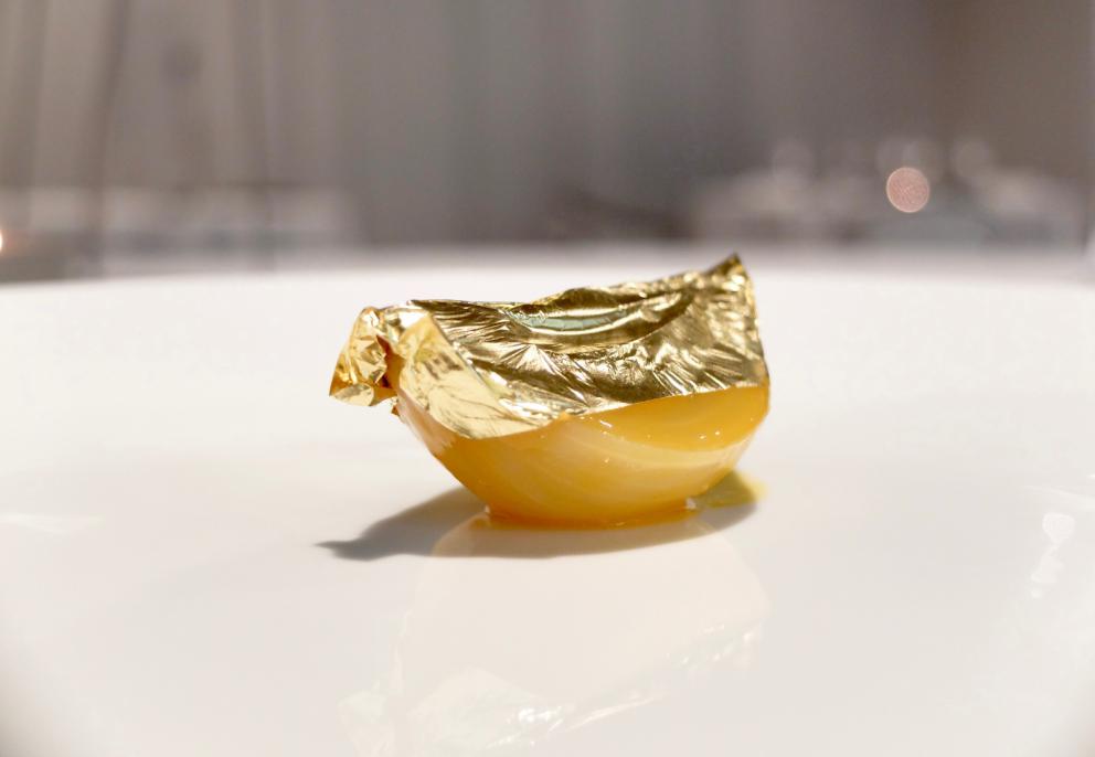 Photogallery






Water, oil, lemon and liquorice: purity. «I use it to clean the palate before the tasting. Water is energy, liquorice is synergic strength, lemon is my emblem, oil [chilled at -40°C] is my homeland»









Italy is also about bread. Taglienti makes it himself, with a 200-year-old mother yeast. On the small plate, at least two delicious types: whole wheat bread, to the right, and schiacciata with herbs and courgette flowers and dehydrated citrus fruits









A dish that, within this new tasting menu, represents something different, that is to say a hint to what the chef has done so far: Bianco e nero di seppia was born in 2009: «The input was a dish of spaghetti with squid ink I had on the beach in Sicily». Under the squid, pressed as if it were pasta, eight types of citrus fruits and panna cotta with sea urchins. Extracts, fonds and jus are increasingly essential in the cuisine of Taglienti. Through them, he channels the essence of flavour: «We always have 12 sauces in the kitchen: fonds of every possible meat, 6 juices from every citrus fruit, plus extracts». The photo shows a previous dinner we had. The author is Tanio Liotta









«I asked myself, why not serve saltimbocca alla romana?». Here it is: raw Piedmontese meat, culatello, butter emulsified with a little flour, thus adding a classic saltimbocca element, then an extract of sage and white wine – the sage is previously micro-fermented close to the stove. «In France cuisine is only about fine dining. In Italy, cuisine comprises everything». Taglienti uses the word vision for this dish









Fat goose liver from Mortara wrapped in steamed cabbage, warm oyster cream and casseoula sauce: the expression of a territory. «This is my idea of casseoula, which we cook in a classic way, and then extract so as to make a sauce». The cabbage recalls caponet or lattuga ripiena alla ligure (served with tocco, a thick meat broth which we’ll mention later too), but has fat liver too. A fantastic dish









Traditional Lasagne Bolognese: (new) avant-garde. A very thin dough, with the ragù simmering for six hours









Frittura di pesce morone al salmoriglio: heritage. «Here’s salmoriglio [not in the photo] an ancient Sicilian and Calabrian seasoning that is more and more forgotten and was one used for chargrilled fish» (olive oil, garlic, oregano, lemon juice, basil, fresh hot green chilli pepper). The batter is made with beer and encloses the fried fish as well as a sauce that is halfway between Provencal anchoiade, with anchovies, and Ligurian tapenade, with olives. Then, also fried in batter, a leaf of basil from the south, «because it’s large, while the basil from Prà in Liguria has small leaves» and then bergamot, Moroccan preserved lemon, olives form Arma di Taggia. Very good









Quintessenza di un tocco genovese: culinary memories. We’ve already mentioned tocco: it’s a sauce based on the very slow cooking of vegetables, tomatoes, mushrooms, bone marrow and then the meat you add so it releases its juices and flavours, and is served separately as a main course. Tocco is a concentrate of aromas that stays in the background. It’s a seasoning, usually, but Taglienti serves it by itself. An elegant blast of flavour









Artichoke cake: evolution. Taglienti adds an idea of tarte tatin to a classic. And a touch of Cynar. A dish halfway between savoury and sweet









Cappuccino of mushrooms with liver pudding: Italian classicism. This sweet is a small masterpiece: liver royale, black cherries, mushroom cappuccino, bay leaves, black pepper and vermouth. Extremely good, complex, and elegant









He also serves the previous dish in a less sweet version, as an entrée. We tasted it during a dinner a few months ago, when we took the following photos, which show the differences with the new road Taglienti has now taken. In this case, Mushrooms and veal liver royale. Tanio Liotta is the author of all the photos









We started with Water, oil, lemon and liquorice, in a slightly different version









Almond and tarragon, lovely









Lightly seared scampi from Liguria, chopped tomatoes in Vierge sauce and Genovese biscuit with basil from Prà









Oyster and hazelnut, a masterpiece









Eel and turnip tops 









Lobster and white snails potage 









Pummarola e mezzanello









Risotto with freshly pressed turmeric juice, wild black pepper and powdered bay leaves 









Veal and cinnamon sticks 









Pigeon and rosemary









Fish sanguinaccio, a spectacular dessert






