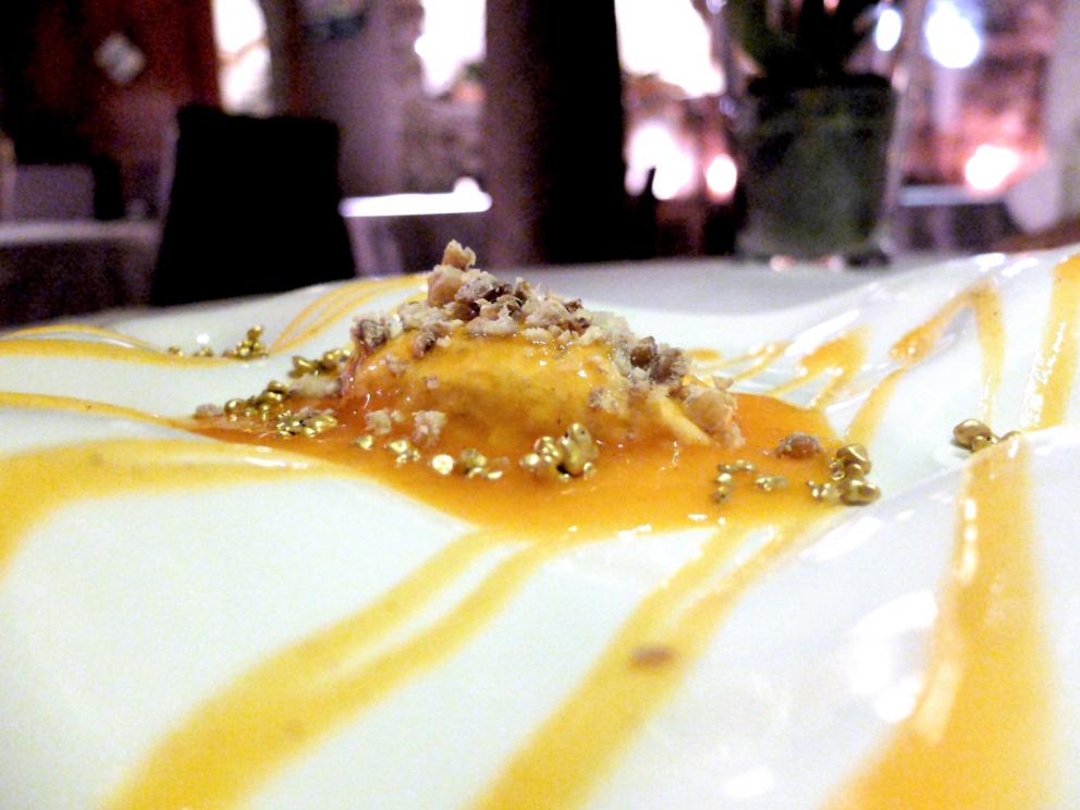 Photogallery






Our dinner at Kavcic, portrayed by Tanio Liotta. The appetizers are dedicated to the "late harvest": Barbera brittle, then Egg, potatoes, white truffle and dried tomato, finally Foie gras on a toast with raspberries, «it is tradition to eat goose on Saint Martin’s in Slovenia»









Anchovies from Istria, oil, lemon, rosemary, squid ink, pecorino, cheese, wheatgrass, glasswort and oil and orange, «our new interpretation of the classic fishermen’s sandwich»









Fake rice: Celeriac, smoked trout, powdered vegetables (parsley, carrots, tomato). A now classic trompe-l'œil, Tokuyoshi or Tassa come to mind









Fake pasta, «summer memory»: Adriatic squid, tomatoes from the Vipava valley, tomato sauce, dried crispy basil, «a play on temperatures and textures»









Oyster for all: oyster macerated in honey, then seasoned with extra virgin olive oil and cooked in its water. The pearl is made of frico









Third trompe-l'œil, fake gnocco, as it’s Octopus cooked in pancetta soup, with sauce of scampi and prawn carapace









Wild goose, purple cabbage in gel, crispy, boiled and as a sauce, and apple









Sausage in red wine, radicchio cooked with mustard, «at the Christmas market in Ljubljana it’s typical to eat sausage with ciccioli and mulled wine»









Bear cheek, jowl bacon, corn, lard and beetroot sprouts. The bear comes from the lake of Bled, its cheek is cooked at 74°C









«Slovenia is the land of juniper. So I make a gin I use to aromatise this pre-dessert»






