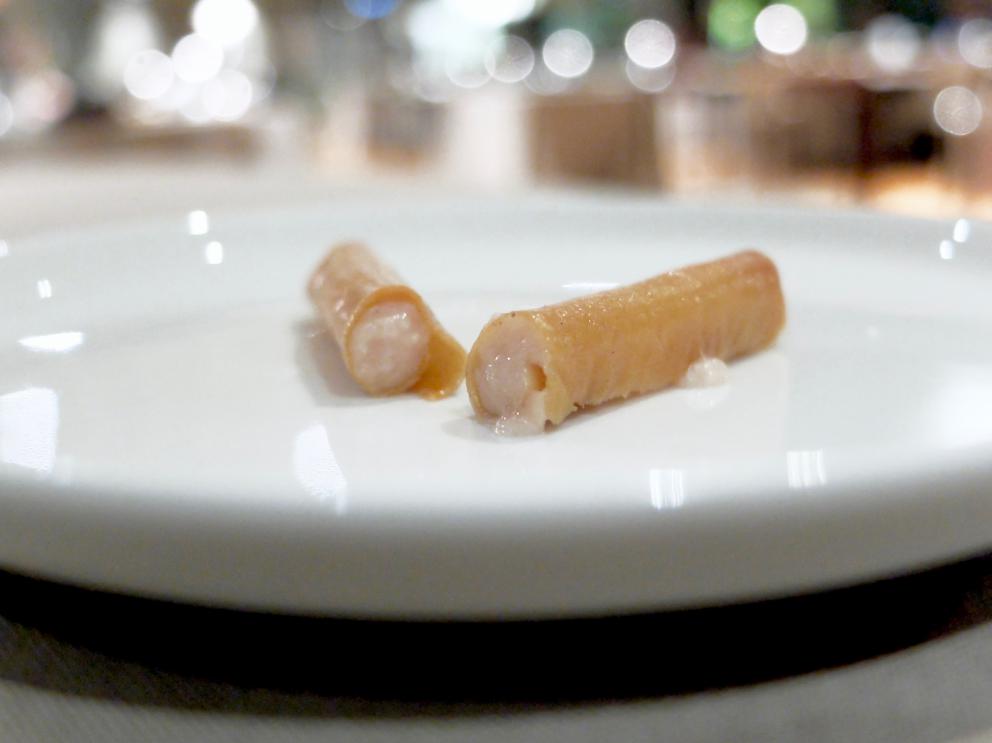 Photogallery






Our journey as portrayed by Tanio Liotta. We start with a long series of entrees, like Sausage from Bra with leeks and cabbage wafer 









Quenelle of scampi, cream of veal brains, catalogna chicory and ginger 









Mousse of parsley and anchovies









Tartufino with hen paté, onions, Porto and powdered mushrooms 









Mozzarellina, tomato and basil









Wafer of Senatore Cappelli wheat, buffalo milk butter and wild fennel






