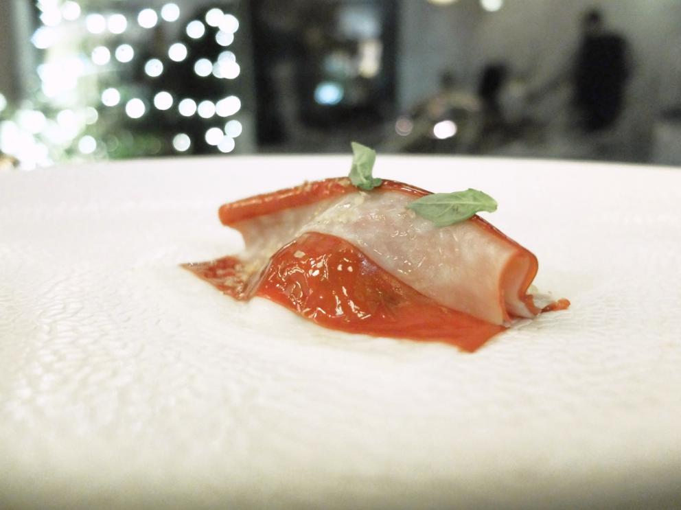 Photogallery






Our dinner at Leone Felice portrayed by Tanio Liotta. We start with the appetizers, already of the highest standards. Here is Polenta chips with octopus and its mayonnaise. Sommelier Valerio Cappiello, from Anacapri, at Albereta for 11 years now, pairs this with Bellavista Brut Edizione La Scala 2012









Chickpea farinata, mortadella and truffle mayonnaise is a perfect amuse bouche, in terms of texture and play with temperatures









Cheese, pepper and lime croquettes









Cucumber in osmosis of chartreuse and mandarin






