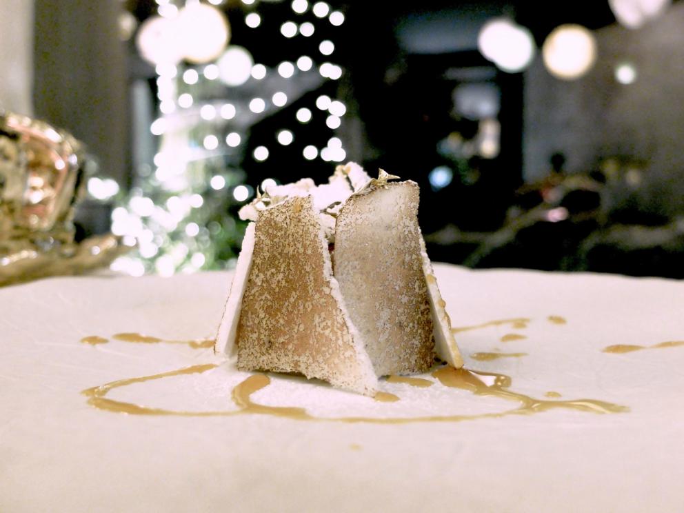 Photogallery






Our dinner at Leone Felice portrayed by Tanio Liotta. We start with the appetizers, already of the highest standards. Here is Polenta chips with octopus and its mayonnaise. Sommelier Valerio Cappiello, from Anacapri, at Albereta for 11 years now, pairs this with Bellavista Brut Edizione La Scala 2012









Chickpea farinata, mortadella and truffle mayonnaise is a perfect amuse bouche, in terms of texture and play with temperatures









Cheese, pepper and lime croquettes









Cucumber in osmosis of chartreuse and mandarin









Mousse of squid and Mediterranean sauce: a veil of tomato extract, its crazy intense, with the squid hiding the courgette caviar. Paired with Vigna Leone 2016 from the Albereta vineyards









Snails, artichoke royale and teriyaki, another convincing dish, with a nice play of textures and the smoky note of the crispy artichoke









Chargrilled eel from Lake Iseo, cucumber, green apple and chervil: lovely. Fisherman Nando Soardi, who also supplies the whitefish, caught the eel









Risotto with hunchbacked cardoon, smoked chestnuts and black cardamom. Paired with Convento Ss. Annunciata 2013 Bellavista









Whitefish “alla mugnaia”, cauliflower toffee and calamondino meringue









A fantastic Pigeon in ashes, rhubarb and Timut pepper. The filet is a treat, the leg is wrapped in quinoa, the breast is memorable in texture, juiciness and taste, «I cook the pigeon – from Moncucco – in a piece, for 23 minutes at 190°C. I put it in a soapstone pot on top of oak ashes, after covering it in lard and aromatic herbs. The stone absorbs the smoke and gently releases it inside». Paired with: Solesine Rosso Bellavista 2006, a Bordeaux blend no longer produced









Bravo to pastry chef Stefano Quaroni too [15 people in the brigade, including Chilean sous chef Jorge Ramirez who arrived a few months ago, after working with Rodolfo Guzman]. Here Hazelnut soufflé, variegato ice cream with brittle, but the final touch is given by the passion fruit sauce for the soufflé






