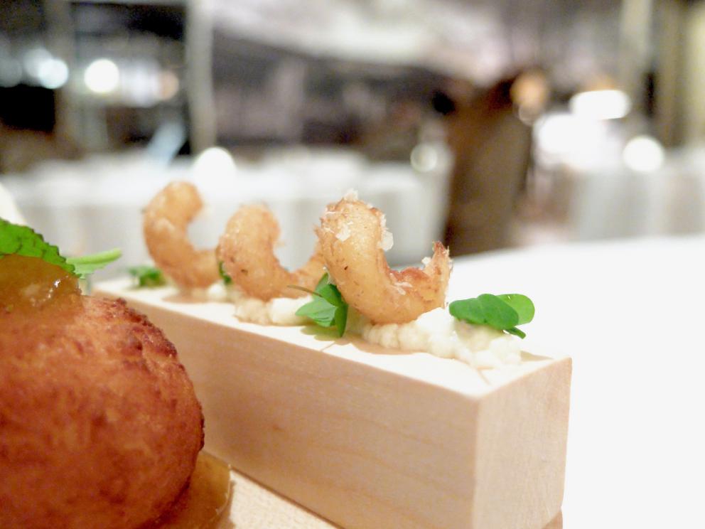 PhotogalleryOur dinner at Paolo Griffa&rsquo;s, in the photos by Tanio Liotta. We start with a long selection of appetisers. In this case, Trout marinated in beetroot juice 
Savoury churros with squid ink
Fried bread and smoked eel 
Cone of goat cheese and olives 
Moscow Mule in a sphere of white chocolate 
Jerusalem artichoke wafers with hazelnut oil, lovely
Spheres of fontina
The delicious homemade bread, with mother yeast, whole-wheat flour and seeds
Shabu shabu with ox leg from Carr&ugrave;, broth with Sansho pepper, rolled tongue in salm&igrave; with bagnetto verde, focaccia with olives.&nbsp;A great dish. Its elements also appear in the three following photos
Cromesquis with fontina and clementine mostarda, potato spiral, katsuobushi and scallop mayonnaise, nest of potatoes with quail egg and truffle. Here&rsquo;s the nest. The rest in the following two photos
