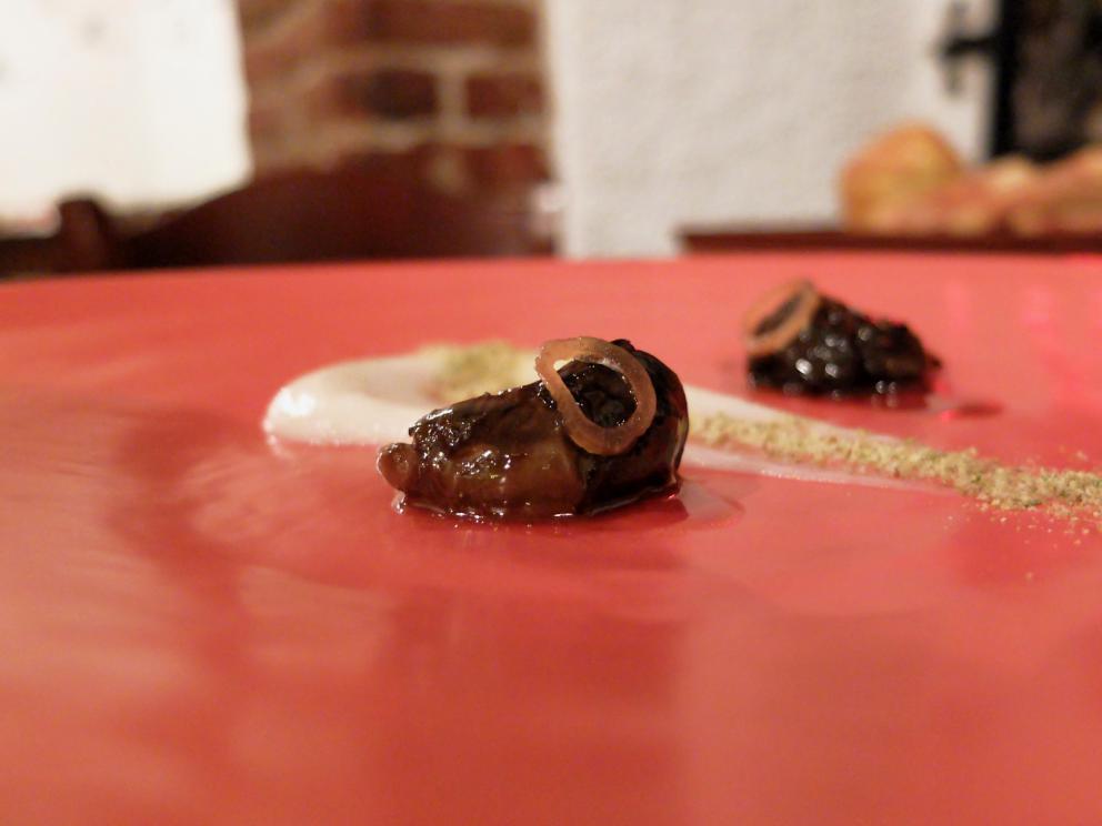 Galleria fotografica






La nostra cena al Pont de Ferr, nelle foto da Tanio Liotta. S'inizia con Messico e Nuvole: zucchero soffiato al peperoncino, salsa guacamole









Pan brioche tostato con acciuga e polvere di bagnet verd









Ciliegia di piccione









Midollo di vacca vecchia, polpa di riccio









Triglia in carpione, cavolo nano cinese









Tempura di gamberi e cervella, brodo dashi di gambo di violino della Val Chiavenna









Animella, alga dulse, salsa pil-pil









Terra fertile: purea di patata, malto, radici scottate. Molto buono. Il puré è fatto come insegna Robuchon: 50%-50%, ossia per ogni chilo di patate, 500 g di burro e altrettanti di latte. 






