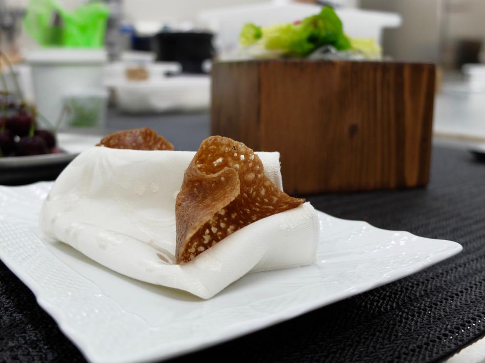 Photogallery






Our dinner, in Tanio Liotta's photos. First appetizers: Fried chicken skin with tomato mayonnaise and a new take on the "alla bella Rosina" egg - in this case the egg is a quail egg with passion fruit









Fried nettles with Maldon salt​









Cruschi peppers with fresh ricotta, Marinated mackerel with chia chips









Sausage from Bra in Roman cabbage, Lardo, cucumber and sesame seeds, Corn chips, tomato sauce and avocado









Italian style cheviche: raw ombrina, coriander oil, juniper, sauce of cherry tomatoes, of chilli pepper, of orange, of beetroot. Very good









Courgette, saras del fen, tomato, egg yolk with saffron: fresh, delicate, convincing









Cod, porcini, bagnèt verd









Seared calamari, ovuli reali, cellina olive and mustardela, adding that extra touch









A great, surprising dish: Entrecote, just seared, wild hop, cruschi pepper sauce, buckwheat. Almost a carpaccio, Piedmont has a new face









Risotto with carrots, ginger, pink pepper, eel lacquered with carrot. The eel is fantastic, the mix tends to sweetness but the balance works









Turbot, fennel, cream of lemon, fried cartilage fritta: masterful skills









Pigeon, braised shallot, tomato, ginger, black lemon from Mexico with nuts: the pigeon is matured for two weeks in hay, the heart is in brine, the leg is panfried, delicious









Yogurt, cherries, cherry extract and barolo chinato, walnut brittle









A nice idea: Lettuce, raspberry, millet, dark chocolate






