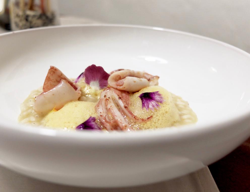 Photogallery






Our nice dinner in the photos by Tanio Liotta. Starting with the appetizers: Wafers of rice from Sibari (black and whole rice) with ketchup and 'nduja









Buckwheat biscuits, blue cheese, salted nuts 









Salted codfish croquettes 









Hemp wafer, cucumbers, pecorino, kiwi and mackerel 









Cow’s milk ricotta, tomato gel, vinegar, dehydrated and powdered black olives









Courgette roll with potatoes from Sila, egg yolk, mustard sauce, cream of blue cheese and anchovy and courgette flower 









Tartare of Podolica, mustard mayonnaise, marjoram, fig molasses and toasted olive mousse 









Seared octopus, cream of almonds, rocket salad water, wafer of potatoes from Sila with squid ink 









Rabbit terrine, crispy pan brioche, onions from Tropea, reduced broth of licorice  






