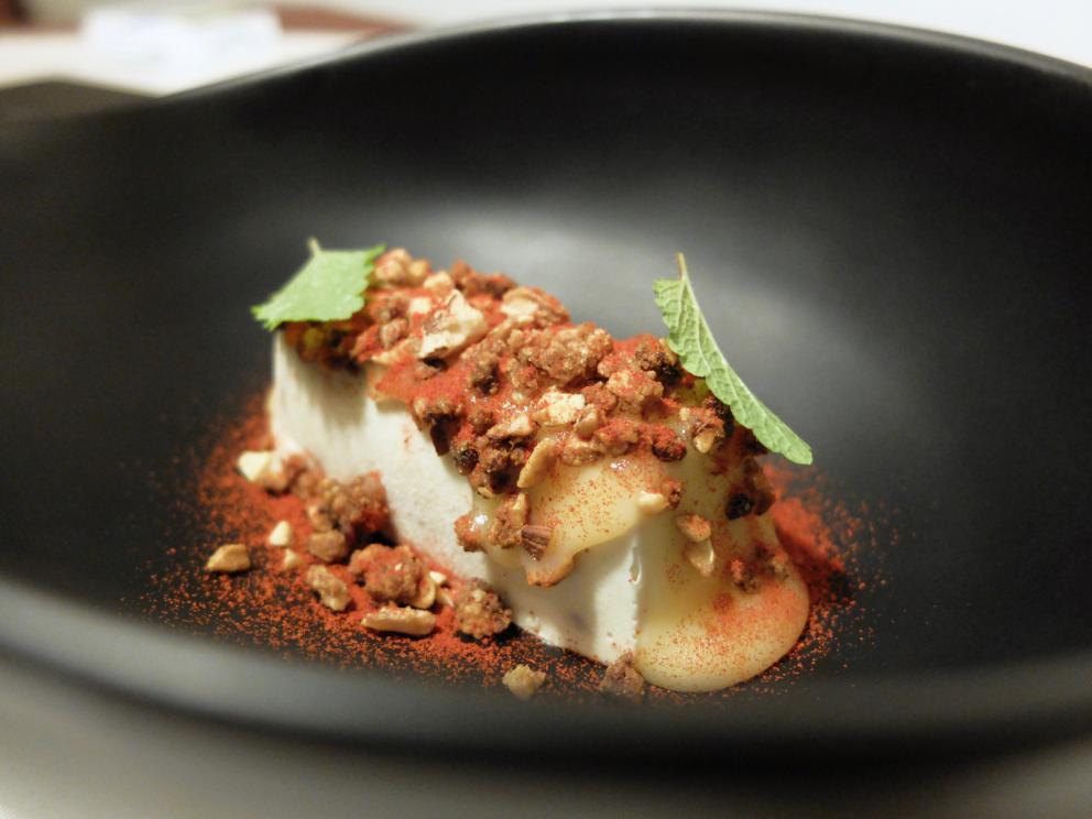 Photogallery






Our nice dinner in the photos by Tanio Liotta. Starting with the appetizers: Wafers of rice from Sibari (black and whole rice) with ketchup and 'nduja









Buckwheat biscuits, blue cheese, salted nuts 









Salted codfish croquettes 









Hemp wafer, cucumbers, pecorino, kiwi and mackerel 









Cow’s milk ricotta, tomato gel, vinegar, dehydrated and powdered black olives









Courgette roll with potatoes from Sila, egg yolk, mustard sauce, cream of blue cheese and anchovy and courgette flower 









Tartare of Podolica, mustard mayonnaise, marjoram, fig molasses and toasted olive mousse 









Seared octopus, cream of almonds, rocket salad water, wafer of potatoes from Sila with squid ink 









Rabbit terrine, crispy pan brioche, onions from Tropea, reduced broth of licorice  









Rice from Sibari, late orange from Trebisacce in powder and mousse, ginger, seared squid









Fusilloni di Gragnano cooked in pea water, cream of pecorino, powdered tomato and crispy peppers 









Tongue of Podolica, pear fermented in vinegar, sour yogurt, lemon grass, red fruits









Peach sorbet with lime, vodka, cream of limoncello and mint meringue 









Rice cooked in milk, candied citron, caramel wafer, gel of Moscato di Saracena, dehydrated hemp 






