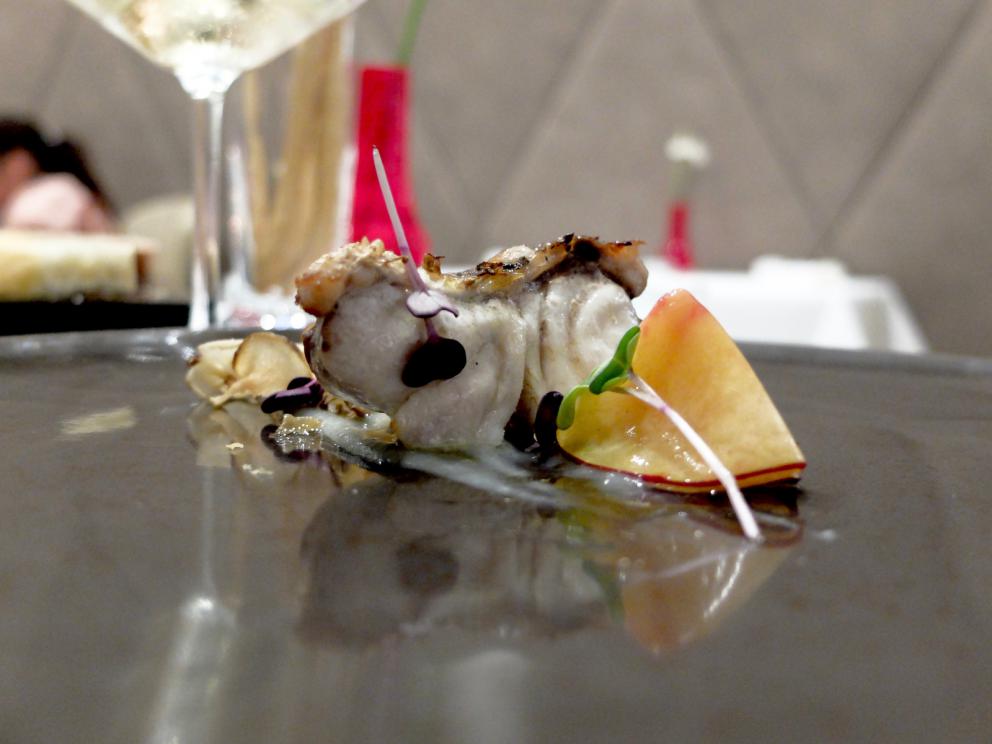 Photogallery






Our dinner at Gambero Rosso in the photos by Tanio Liotta. We start with the appetizers: Focaccina with lampuga, capers and yellow date tomatoes









Pinsetta with alalunga tuna and red date tomatoes









Prawn and lard sandwich









Corallino tomato filled with burrata and scales of tuna bottarga









Raw scampi, cucumber granita and Siberian caviar









Tris of tartare: this one is with tuna, red onions and cherry tomatoes…









Second tartare: amberjack, black olives, pesto of capers, oil aromatised with vanilla and tomato confit









Third: grouper and mango









Wild octopus from the Ionian Sea cooked at low temperature, smoked potatoes, yellow and red date tomatoes









Amberjack tataki, aubergine, fondue of caciocavallo di Ciminà, sauce of date tomatoes









Spaghettone with burrata, raw red prawns, organic tomato sauce, bottarga di muggine






