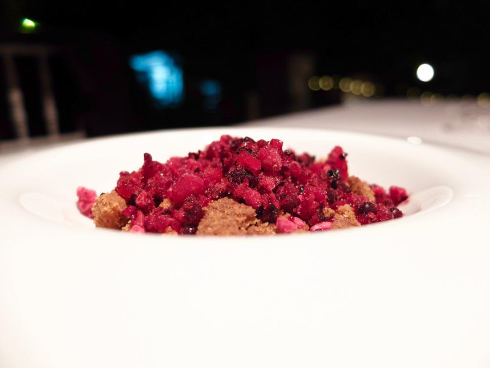 Photogallery






Our dinner at Dattilo. Pictures by Tanio Liotta. Meanwhile, the remarkable toasted bread (made with Senatore Cappelli flour) served with oil butter produced by Ceraudo









Initial meatballs, with ricotta, potatoes and prosciutto...









Fried filo pastry sfogliatella filled with sardella, caciocavallo podolico, thyme, Pachino cherry tomatoes and pistachios from Bronte. Delicious, like the meatballs









Sandwich with maison sesame, podolica burger, salad, ketchup and mayonnaise 









A great, balanced and elegant dish, right away: Snapper, bergamot, silt and pink pepper, that is to say a snapper ceviche, citrus fruits, wild mustard flowers, honey, onion extract

 









Tomato, apple and lemon 









Mullet, bread and orange, an always explosive classic









Potato, pepper and basil: she cooks the potato in ashes, then glaze it with a reduced juice of roasted peppers, then adds basil juice









Lukewarm seafood and covatelli soup









Spaghettoni, courgette flowers, Parmigiano: the pasta is made with bronze moulds, the courgette flowers are in the shape of a cream. The Parmigiano is matured 36 months. Strong acidity, an unexpected first course









Seabass, seabass emulsion and candied lemon: lovely









Fennel and lemon: like in the old days, a sorbet between fish and meat. It’s pleasurable: the fennel is marinated in water and sugar, then there’s wild fennel and muscovado sugar









Pork, marinated figs and mint: she uses pork jowl, plus a little balsamic vinegar. A perfect, delicious dish






