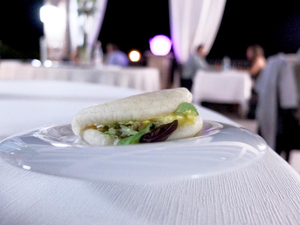 Photogallery






Mammoliti with patron Ventura and the staff: 12 people. Portuguese Pedro Demetrio is the sommelier. Photos by Tanio Liotta









We start with the appetizers: Tuile with squid ink and tuna mousse  









Beef steak flower (Heliconia mariae) and sweet peach 









Tube of bechamelle and jowl bacon 









Goat cheese éclair 









Radish with sesame brittle and cream of anchovies 









Potato scamorza with carbonara cream 









Fermented celeriac pastry with Timut pepper 









Non ci sento bene: roasted abalone with yakitori and tonkatsu sauce, a seasoning of chilli pepper, red shiso and plums









Agastache ravioli, scampi tartare, green shiso granita






