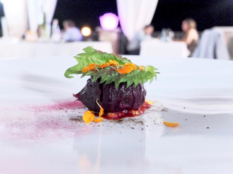 Photogallery






Mammoliti with patron Ventura and the staff: 12 people. Portuguese Pedro Demetrio is the sommelier. Photos by Tanio Liotta









We start with the appetizers: Tuile with squid ink and tuna mousse  









Beef steak flower (Heliconia mariae) and sweet peach 









Tube of bechamelle and jowl bacon 









Goat cheese éclair 









Radish with sesame brittle and cream of anchovies 









Potato scamorza with carbonara cream 









Fermented celeriac pastry with Timut pepper 









Non ci sento bene: roasted abalone with yakitori and tonkatsu sauce, a seasoning of chilli pepper, red shiso and plums









Agastache ravioli, scampi tartare, green shiso granita









Steamed bun with brown crab









Emmental al mare: calamari, brown crab and panzanella extract









Pomod’oro, a homage to artist Arnaldo Pomodoro: tomato in its essence, burrata mousse, water aromatised with rhum agricole. A little too sapid









The other side of the  Pomod'oro: burrata mousse with tomato water foam and four types of basil: lemon, purple, sanremo and licorice









Pomod'oro, again: yellow and red date tomatoes, whole wheat frisella with tomato confit and water from six types of tomato









Foie gras, gado gado. Gado gado is a typical Indonesian side dish made with vegetables and peanut sauce









Cromesqui di foie gras, a sort of croquette









Spaghetti BBQ






