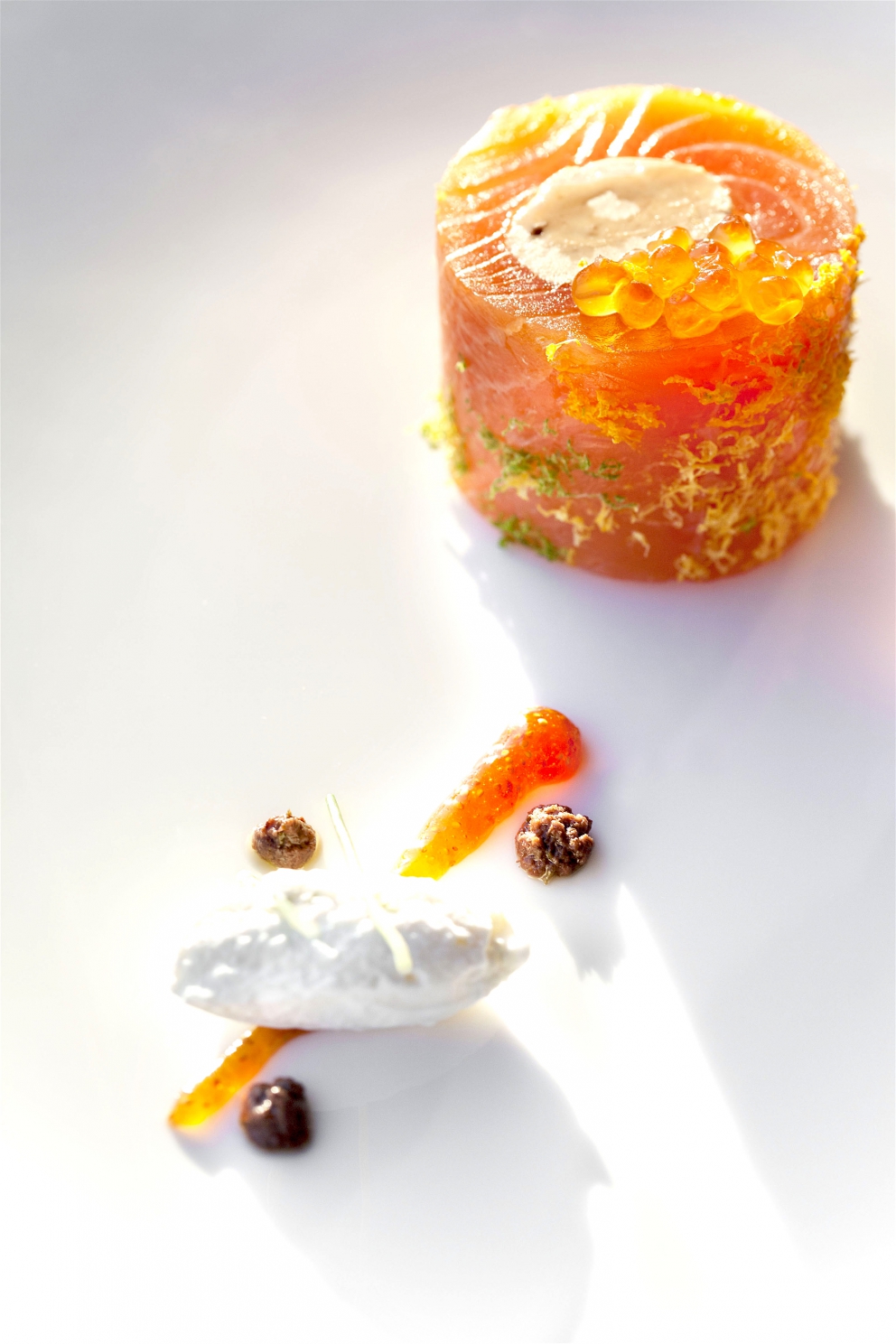 Photogallery






Mario Cornali, Collina, Almenno San Bartolomeo (Bergamo)

Stewed snails from Almenno, fumet of powdered corn from Prato – This dish is the consequence of the meeting with Andrea Togni, a young snail breeder from Almenno. I was inspired by the fact that I had an organic snail farm only two kilometres from home









Antonio Cuomo, Hostaria del Relais San Lorenzo, Bergamo

Dreaming… Cesar salad – We’ve rebuilt a great classic by changing all its textures, with water of Parmigiano, iceberg salad ice cream and confit tomato mousse









Giuliano Pellegrini, Lio Pellegrini, Bergamo

Salad with tripe, tuna, fried polenta, cucumber and white beans from Soragna – Tripe is a dish I wanted to change because I always had a good memory of it. My grandmother Alice made an excellent tripe stew...









Antonio Borruso, Umami, Bormio (Sondrio)

Neve al sole [Snow in the sun] – A dessert uniting saffron, litchi and a white chocolate mousse









Enrico and Roberto Cerea, Da Vittorio, Brusaporto (Bergamo)

Steamed king crab with hazelnut praliné and bottarga – An intriguing and delicious dish, where the white and reddish meat, firm and as sweet as honey, is finely matched by the sapidity of bottarga, much rougher and stronger. All this paired with the fattiness and crispiness of the best hazelnut in the world, the tonda gentile from Cortemilia









Nadia and Giovanni Santini, Dal Pescatore, Canneto sull'Oglio (Mantua)

Mountain potato cream with poached eggs, tuna bottarga, asetra royal caviar and capers – A great dish from Dal Pescatore’s tradition yet conceived and prepared by the new generation in the kitchen, that is to say by Giovanni Santini – photo by Culinaire Saisonnier-Dirk Kerstens









Enrico Bartolini, Devero, Cavenago di Brianza (Monza Brianza)

Risotto Arlecchino – Sauce below, rice on top. A return to the Baroque with a modern interpretation









Daniel Facen, Anteprima, Chiuduno (Bergamo)

Tuna salad with sour egg, purple potatoes and olive oil – It’s like a Salad Niçoise in which the tuna is seared and then cooled in water and ice. The purple potatoes have different textures, in pieces, as a small purée and dehydrated. The tomatoes are confit, the French beans are cooked with ultrasounds, the egg in vinegar and the oil is in a sugar capsule, with anchovies from the Cantabrian Sea









Davide Oldani, D’O, Cornaredo (Milano)

Milanese style apple marrow – Because it represents the tradition of a Milanese “dish” but with the lightness of good modern cooking









Stefano Cerveni, Due Colombe, Corte Franca (Brescia)

Warm spaghetti, scampi, sweet paprika and Calvisius Tradition caviar – Luxury and flavour in a dish full of careful simplicity. The service temperature at 40°C enhances the aromas of and the pleasure to the highest level









Fabio Abbattista, Leone Felice de L'Albereta, Erbusco (Brescia)

Lavarello alla mugnaia, tofeee di cavolfiore e calamondino - This dish is today the most explicit declaration of my cuisine: after 2 years discovering the territory of Franciacorta and thanks to the special relationship developed with <strong>Ferdinando Soardi</strong>, a fisherman in Monte Isola, I chose to give voice to the extraordinary freshwater fish, in this case lavaret









Silvio Salmoiraghi, Acquerello, Fagnano Olona (Varese)

Stewed sturgeon – We love this dish made with sturgeon because it represents the use of freshwater fish in Italy. It’s a version of the sturgeon prepared in Ferrara









Riccardo Camanini, Lido 84, Gardone Riviera (Brescia)

Double buttons with ricotta, anchovies, lemon and turnips – This dish appeared in the menu two weeks ago: it is minimalistic, simple, clean. It offers the classic flavour of ricotta, lemon and anchovies but doesn’t play only with the roundness because it includes the “crispiness” of the turnips. These vegetables, by nature, have irregular fibres; this irregularity can thus be sensed when chewing, and it’s unusual. It’s a double button because it has one slice of turnip below and one on top, and in between there’s the button which is visible – between the translucent slices of turnip – and ready to burst in the mouth









Stefano Baiocco, Villa Feltrinelli, Gargnano (Brescia)

Piglet from Orvieto "alla diavola" – With a cream of wild herbs. The palate is intrigued by the fat and acid notes, the bitter leaves and the spicy touches, the soft and crispy parts...









Fabrizio Ferrari, Al Porticciolo 84, Lecco

Pache Felicetti, grilled scarpette, armoricaine sauce, puntarelle, dried sweet potato and powdered tarragon – Fireworks for the palate lasting all year long!









Alberto Buratti, Koinè, Legnano (Milan)

Rice spaghetti in cagnone – A local classic, cagnone becomes the seasoning for homemade rice spaghetti









Marco Ambrosino, 28 Posti, Milan

Chiajozza – Squilla mantis, oil aromatised with maritime pine tree, sea urchin ice cream, cabbage. A symbol of my origins (Chiajozza is the bay in Procida where I was born)









Vittorio Fusari, Al Pont de Ferr, Milan

Smoked eel from Cabras, daikon, beetroot essence and hazelnut brittle – A recipe from the new menu in which I wanted to enclose my themes. I choose an ingredient, namely eel from Cabras, which comes from sustainable farms, an important form of virtuous economic development. I then use the small agricultural products from the Parco Sud Milano, an agricultural format that is awakening, safeguarding land. Food is the first medicine and daikon is an emblem of this









Viviana Varese, Alice, Milan

Homage to Ángel León - Ángel León, Michelin starred chef from Andalusia, is the only chef in the world to have found the way to extract plankton. I’ve been at his restaurant in El Puerto de Santa Maria, near Cadiz, and his use of plankton when cooking inspired me so this “tribute” was born as a risotto with plankton with a very thick squid broth, a light aioli sauce, garnished with lime and fried squid. I’m proud of this dish because you can taste the sea, and then I discovered a new ingredient I didn’t know: plankton, which in Greek means "vagabond" because it is formed by those organisms that are passively moved by the currents and the waves. When we serve this risotto we used an underplate which is a microscope photo of plankton taken by two marine biologists, brothers Sardet, who are two experts in the field









Matteo Torretta, Asola, Milan

Beef maxi bon with pappa al pomodoro – An evocative dish, with childhood memories and tradition









Hirohiko Shimizu, Basara, Milan

Squid tagliatelle with red prawns, scallops, sea urchins, caviar with olive oil and yuzu juice – I was inspired by spaghetti with seafood. I wanted to make a dish only using raw fish









Guoqing Zhang, Bon Wei, Milan

General’s Zuo Zongtang chicken – A specialty from Hunan. It’s a chicken fried in its skin, seasoned with red chilli pepper (in Hunan they basically put chilli pepper everywhere), tofu marinated in Chinese wine, sugar, salt, abalone sauce and yellow bean sauce. Finally I toss it with sesame oil and garnish it with black sesame









Paolo Pivato, Bottega del Vino, Milan

<em>Cream of peas with burrata, mint and Patanegra fondue</em> – On a crispy and slightly sweet base of sliced toasted almonds, we place the pea cream which adds a velvety feeling. The mint and burrata give a note of freshness, the pea sprouts and the raw peas add a crispiness that recalls the almond base. Finally there’s the Patanegra fondue which gives a strong touch









Luca Pedata, Carlo e Camilla in Segheria, Milan

Le caramelle – Sweets made with ricotta, buffalo milk mozzarella, spinach, melted butter, candied ginger, chips of veal tongue and reduced cream with mace. Totò, sweets and laughter. Naples and its tongues. My grandmother and ricotta and spinach






