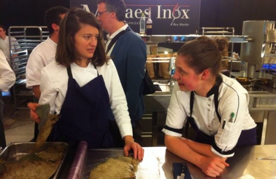 Photogallery






With 250thousand inhabitants, Gent (or Gand) is the third largest city in Belgium. With its canals and its laid back life, it competes with Bruges for the title most beautiful city in the Flanders 








The Sunday began at the Flemish Food Fest, a festival in which everyone was grilling all sorts of food. In the photo, the chef table with many of the chefs that were to be the protagonists of the Gelinaz! dinner








Colagreco, Redzepi and the kitchen-van. The location was kept secret until the beginning of the show, at around 7 pm








The two long tables set at the Icc in Gent. Three shifts: 1-8, 9-16, 17-24. We were so lucky we enjoyed them all








In the kitchen, works to dismember the chickens from Gent begin








"Even I don’t know what will happen tonight. And please remember: this is a performance, not a dinner", says Andrea Petrini, founder and curator of the event named after chef Fulvio Pieran-gelinaz and by Gorillaz, the temporary band that Blur’s Damon Albarn creates whenever he feels like it. The black sculpture underneath the Madonna is that of    Philippe Édouard Cauderlier (Antwerp, 1812-1887)








It all starts by quoting Kubrick and Eyes Wide Shot... Each dish is a song. And each of the three acts is separated by various artistic performances. In the dining room, men act as nothing is going on in front of their partners








First dish of the Gelinaz evening, Philippe Edouard Cauderlier’s Cold-hot chicken timbale, the original recipe from     1861. Roger Souvereyns of Scholteshof in Stevoort had the honour of performing it at the Icc in Gent








Inaki Aizpitarte     ’s Royal chicken kir, using all the ingredients in the original recipe. The wine is diluted in the chicken stock. The dish arrives together with     Wu Tang Clan’s rap








Anataoly Komm of Varvary in Moscow, lets us taste his Maki Roll behind the scenes








Komm’s Maki roll: chicken and vegetables wrapped in a turnip leaf. The sauce is made with walnuts, a Caucasian tradition








Agata Felluga ’s Lotus timbale. She’s the Italian sous chef at Chateaubriand in Paris, with a previous experience at Pascal Barbot’sAstrance. The dish is inspired by a Japanese sticky rice recipe, where the rice is cooked in a lotus leaf. Here, instead, there’s    Cauderlier’s chicken, together with miso, tamarind syrup, pork fat, soy sauce. A very complex dish.





