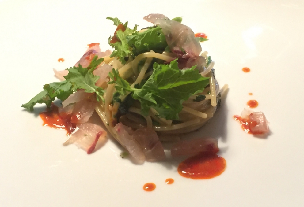 Photogallery






Iside De Cesare, La Parolina, Acquapendente (Viterbo)

Cod, garlic, oil and chilli pepper









Gianfranco Pascucci, Pascucci al Porticciolo, Fiumicino (Rome)

Eel tortelli in a broth of miso and caviar. Lake of Burano, WWF oasis: eel, myrtle and lentiscus. We’re collaborating with the WWF oases to give a "taste" to these places (photo by Andrea Di Lorenzo)









Claudio Petrolo, Claudio Petrolo, Gaeta (Latina)

Sea essence. Raw and cooked elements start an explosion with the flavour of the sea









Marco Bottega, Aminta resort, Genazzano (Rome)

Salmon, green apple and Orient spices. A meeting of sour, bitter, sweet and savoury









Rocco de Santis, Il Vistamare del Fogliano hotel, Latina

Red mullet in bread crust. A snack you can also eat with your hands, enclosing the scents of the South (I’m from Salerno): it’s like biting the sea together with onion, garlic, mint, lemon scents, raisins and pine nuts









Daniele Usai, Il Tino, Ostia (Rome)

Gnocchi with mandarin, with cod tripe and spinach. A historic dish from our menu has just returned in a current version









Gino Pesce, Acqua Pazza, Ponza (Latina)

Candele, cheese, pepper, white fish and courgettes. Created for a project we presented at Expo Milano with the goal of enhancing all the POD products of Lazio









Maurizio e Sandro Serva, La Trota, Rivodutri (Rieti)

Crayfish, roots, tubers, watercress with smoked trout and lake whitefish roe. A concentrate of flavours and lightness: roots, tubers and crayfish are steamed with aromatised water, with vegetable peels and Matcha tea. There’s no salt: the sapidity is giveb by the roe, the smokiness of the trout and the minerals in the vegetables and in the watercress, picked from our brook









Andrea Fusco, Giuda Ballerino, Rome

Venison sirloin with its jus and hibiscus, caramelised onions with blueberries and pistachio wafer. Serving a rich and lean red meat that is rarely served in this season









Cristina Bowerman, Glass Hostaria, Rome

Pasta and potatoes. Four different types of potatoes, with 4 different cooking methods, from mashed to crispy. Inspired by Bottura’s Compression of pasta and beans 









Anthony Genovese, Il Pagliaccio, Rome

Oyster, beetroot and coffee, snow of burrata. A journey across different scents, temperatures and textures









Francesco Apreda, Imàgo dell'hotel Hassler, Rome

Tandoori duck breast, cocoa earth and dried apricots. My personal take of a great classic from a continent I’m very fond of









Arcangelo Dandini, L'Arcangelo, Rome

My cipollata: zita with onion fondant with three spices. Taken from the Renaissance cipollata of Bartolomeo Scappi, the secret chef of 6 popes, who lived almost 30 years in Rome
 









Heinz Beck, La Pergola, Rome

S Campo. It’s the interpretation, with a modern take, of minestrone, made with lyophilisation. Each vegetable is cooked in the most suitable way so as to maintain its nutritional characteristics and then lyophilised. The result is 6, 7, 8 powders which are then put in the dish. The dish is served with scampi breaded with potatoes and soaked in front of the guest with a jus of this crustacean (photo by Janez Puksic)









Alba Esteve Ruiz, Marzapane, Rome

Chestnut cappeletti, raisins, smoked herring and seaweed infusion. Contrasts: the soft chestnut filling and a very persistent flavour, the smokiness and the fatness of the eel, the intense sweetness of the raisins, the sapidity of the seaweed infusion, the crispiness of the pasta...









Marco Baccanelli e Francesca Barreca, Mazzo, Rome

Roasted quails, baked tubers and roots, herb butter. The quails are served in their original shape, without deboning them. Our cuisine is moving towards a greater simplicity, and we can do so even by choosing classic yet not simple techniques









Roy Caceres, Metamorfosi, Roma

Mushrooms, flax brittle, black garlic and cream with Monviso blue cheese. In the seeming simplicity of an ingredient like mushrooms, contrasting textures give life to a dish in which their identity is surprisingly enhanced

 









Davide Del Duca, Osteria Fernanda, Rome

Snails, radish roots, Purgatorio beans, leaves and mustard seeds. A tribute to the material and primordial essence of the “earth” concept









Luciano Monosilio, Pipero al Rex, Rome

Vermicelli creamed in chicken broth, toasted spices and parmesan infusion. This recipe comes from spaghetti creamed in a very normal broth. The spices recall high mountains with the balsamic note counterbalanced by the sweet water of the parmesan. Almost like ramen









Marco Martini, Stazione di Posta, Rome

Steamed raviolo, chicken and broth of roasted potatoes. A meeting of east, west and my mother’s home









Francesco Sposito, Taverna Estia, Brusciano (Naples)

Tortellini with dandelion in a consommé of crustaceans. Introduced only recently, I’m very happy with it because it sums up the course we’ve taken









Vitantonio Lombardo, Locanda Severino, Caggiano (Salerno)

Mela Gras, that is to say mousse of chicken liver with dessert wine in a gelatine of annurca apples on a mixed leaf salad and hazelnuts from Giffoni. Creative and elegant cuisine with local products









Rosanna Marziale, Le Colonne, Caserta

Pasta with tomatoes. Paccheri from Gragnano with three types of tomatoes: San Marzano, piennolo and corbarino made with three different cooking techniques, with buffalo buttermilk









Pasquale Torrente, Al Convento, Cetara (Salerno)

'Ndunderi (ricotta gnocchi). These are pasta’s ancestors. They were born on the Amalfi Coast and are part of a project that this year, at Al Convento, will rediscover ancient local recipes









Christoph Bob, Monastero di Santa Rosa, Conca dei Marini (Salerno)

Linguine with nettle emulsion, salicornia and sea truffles









Giulio Coppola, La Galleria, Gragnano (Naples)

Spaghetti with lemon, with beef muzzle, pesto of olives, lupines and rocket salad. It says a lot about my territory and recalls the O Per e Muss, a street food recipe that people enjoy in the evenings in the South all year round









Pasquale Palamaro, Indaco del Regina Isabella, Ischia (Naples)

Sea foie gras. Cod liver prepared like the French geese one to make foie gras. Paired with cabbage, beetroot, ginger and toasted bread









Alfonso Caputo, La Taverna del Capitano, Massa Lubrense (Naples)

Seabream and prawns, figs and moka with sea urchin needles. The richness of the sea with the addition of an iodine note to enhance the taste through all the senses (in the photo, the summer version with cherry tomatoes from Vesuvius)









Salvatore Bianco, Il Comandante at Romeo hotel, Naples

Squid and bamboo with emulsion of cardamom with citrus fruits, soft potato with soy milk and black olives. It fully represents my cooking philosophy: ingredients from my homeland meet raw materials from different cultures
 









Lino Scarallo, Palazzo Petrucci, Naples

Soused red mullet with a soy reduction, couscous of Roman cabbage, papaccelle and black olives. Together with the red mullet, this recipe is based on raw materials from our traditional cuisine, with a modern take, an international interpretation inspired by the Japanese preparation of eels
 









Gianluca D'Agostino, Veritas, Naples

Roasted mackerel with fresella, tomato and goat cheese. It’s my take on fresella with tomato and tuna/anchovies









Marianna Vitale, Sud, Quarto (Naples)

Spaghettoni with artichokes, sea urchins and cinnamon. Sweet, bitter and spicy notes are matched with the aftertaste of the sea rust (as of February it will be part of a whole menu only made of pasta)









Michele Deleo, Rossellinis di Palazzo Avino, Ravello (Salerno)

Variations on pasta, cornaioli peas, gobbo prawn and sea roe. This dish was inspired by Pasta and peas, an old recipe typical of Campania, which included the use of a beaten egg to thicken everything. I used sea roe (bottarga, sea urchns and prawns) instead of bird eggs and I didn’t cook the pasta with the peas but in a seafood broth. I finally mixed everything with sweet pecorino and crushed pepper









Lorenzo Cuomo, Re Maurì at Lloyd's Baia hotel, Salerno

Spaghetti alla chitarra with oil aromatised with oranges, turnip tops, crispy calamari and sea urchins. A rhythmical pinwheel of flavours and textures









Ernesto Iaccarino, Don Alfonso, Sant'Agata sui Due Golfi (Naples)

Crispy crustacean cylinder and emulsion of its roe with soft buffalo milk mozzarella and organic vegetables from the kitchen garden in Punta Campanella. An unusual pairing of buffalo milk mozzarella and shellfish, based on the affinity between the sweet and savoury notes of both









Giovanni Sorrentino, Gerani, Santa Maria La Carità (Naples)

Tagliolino with raw and cooked white prawns, buffalo milk yogurt, baked cherry tomatoes and liquorice. It perfectly sums up my passion and my approach in cooking. My homeland looked at with the eyes of someone who’s back after a long journey









Mario Affinita, Don Geppi, Sorrento (Naples)

Calamari become scallops with a soup of potatoes with citronella. Because you always need to go beyond appearances in life









Paolo Barrale, Marennà, Sorbo Serpico (Avellino)

Linguine "Cacio&Pepe", peas and prawns. It’s a dish based on leftovers: I thicken the pasta with the caciocavallo left over from other recipes. The cheese/peas pair is traditionally very popular from Rome southwards. And the raw prawns give that extra touch, which well matches the spiciness of the cheese









Luigi Tramontano, Terrazza Bosquet at Excelsior Vittoria, Sorrento (Naples)

Seared scampi aromatised with tonka beans, with stracciatella of burrata, coconut mousse and cream of squilla mantis. The fusion of Mediterranean flavours with creative touches in search for a balance of taste. Substance and personality









Giuseppe Iannotti. Kresios, Telese Terme (Benevento)

Veal in tuna sauce. Katsuobushi broth of veal, belly of red tuna and chard. A fusion dish built on a great classic of Italian cuisine (photo by Tania Mauri)









Luciano Villani, Locanda del Borgo, Telese Terme (Benevento)

Mussels alla scapece, mussel mayonnaise and crispy seaweeds. In a way, it represents my origins from Castellammare di Stabia. A balanced dish in terms of acidity, crispiness and sapidity









Cristian Torsiello, Osteria Arbustico, Valva (Salerno)

Raviolo with celeriac, butter and sage and colatura, lemon and white truffle. It was born from my desire to make pasta filled with a vegetable that can still be perceived on the palate: it’s in the shape of a brunoise, not the usual creamy filling. It’s paired with another fruit of the earth, that is to say truffle, together with the classic butter and sage and colatura






