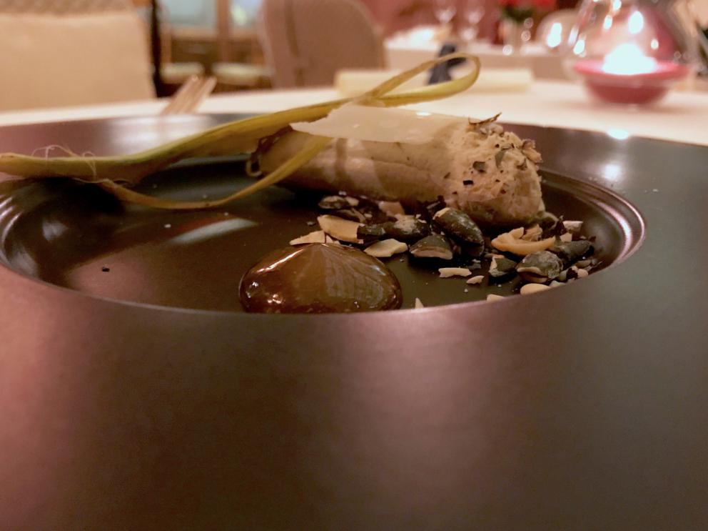 Photogallery






Our dinner at  Villa Feltrinelli, starting from the appetizers. Here Datterino all'arrabbiata (photo by Lido Vannucchi)









Cauliflower gravel (photo by Lido Vannucchi)









Vegetal toast (photo by Lido Vannucchi)









Ravioli with beetroot, salmon and lime (photo by Lido Vannucchi)









Zabaglione and dried sturgeon biscuit (photo by Lido Vannucchi)









Gazpacho with cherries and scampi (photo by Massimo Loda): scampi tails marinated with citrus zest, vegetable crudité and cherry gazpacho









Carpaccio with dehydrated watermelon, ovuli, Parmigiano, lettuce leaves and lettuce cream 









Tutto pomodoro (photo by Massimo Loda)









Tiramisù di porcini (photo by Vincenzo Matteo Lonati), this dish is three years old but is already a classic. It has savoiardi soaked in porcini water, salted mascarpone, cocoa powder and porcini









Raviolo "al verde" (photo by Lido Vannucchi), an extraordinary dish: pasta with chlorophyll filled with wild herbs and goat cheese, seasonal vegetables (blanched chards, asparagus, roasted friggitello) and crushed basil. Incredible vegetal echoes in a rich and elegant first course









Risotto al "corallo": Carnaroli creamed with butter and lobster coral, salmon roe, powdered lobster coral and prawn legs, grapefruit juice. «I was already making butter with lobster coral in the days at Pinchiorri»









Rabbit kidney, taggiasche olives, broth of cod in the style of Ancona, a dish that Baiocco dedicates to his homeland









Barba di rombo: the fattest part of the turbot is roasted and glazed with diavola sauce. It’s paired with a cream of whole wheat bread cooked in vinegar, plus sour cream, shallot, mozzarella water and Sirk vinegar. A fantastic dish









Agnello Dorset Crown: Dorset Crown lamb fillet slowly cooked with oil, butter and herbs, cream of almonds, caper flowers and jus of roasted peppers aromatized with cardamom. Another unforgettable dish, lamb reinvented with an eastern charm









...una semplice Insalata









Amelia in the photo by Richard Haughton. We wrote about it here: Baiocco and the cake dedicated to kitchen hand Amelia






