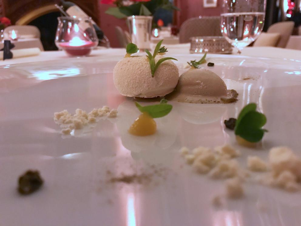 Photogallery






Our dinner at  Villa Feltrinelli, starting from the appetizers. Here Datterino all'arrabbiata (photo by Lido Vannucchi)









Cauliflower gravel (photo by Lido Vannucchi)









Vegetal toast (photo by Lido Vannucchi)









Ravioli with beetroot, salmon and lime (photo by Lido Vannucchi)









Zabaglione and dried sturgeon biscuit (photo by Lido Vannucchi)









Gazpacho with cherries and scampi (photo by Massimo Loda): scampi tails marinated with citrus zest, vegetable crudité and cherry gazpacho









Carpaccio with dehydrated watermelon, ovuli, Parmigiano, lettuce leaves and lettuce cream 









Tutto pomodoro (photo by Massimo Loda)









Tiramisù di porcini (photo by Vincenzo Matteo Lonati), this dish is three years old but is already a classic. It has savoiardi soaked in porcini water, salted mascarpone, cocoa powder and porcini









Raviolo "al verde" (photo by Lido Vannucchi), an extraordinary dish: pasta with chlorophyll filled with wild herbs and goat cheese, seasonal vegetables (blanched chards, asparagus, roasted friggitello) and crushed basil. Incredible vegetal echoes in a rich and elegant first course









Risotto al "corallo": Carnaroli creamed with butter and lobster coral, salmon roe, powdered lobster coral and prawn legs, grapefruit juice. «I was already making butter with lobster coral in the days at Pinchiorri»









Rabbit kidney, taggiasche olives, broth of cod in the style of Ancona, a dish that Baiocco dedicates to his homeland









Barba di rombo: the fattest part of the turbot is roasted and glazed with diavola sauce. It’s paired with a cream of whole wheat bread cooked in vinegar, plus sour cream, shallot, mozzarella water and Sirk vinegar. A fantastic dish









Agnello Dorset Crown: Dorset Crown lamb fillet slowly cooked with oil, butter and herbs, cream of almonds, caper flowers and jus of roasted peppers aromatized with cardamom. Another unforgettable dish, lamb reinvented with an eastern charm









...una semplice Insalata









Amelia in the photo by Richard Haughton. We wrote about it here: Baiocco and the cake dedicated to kitchen hand Amelia









La Banana: banana Bavarian cream, caramelised and salted pumpkin seeds, cream of umeboshi, cream of black garlic, scales of Parmigiano






