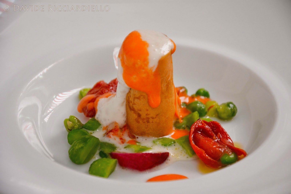 Photogallery






Iside De Cesare, La Parolina, Acquapendente (Viterbo)

Cod, garlic, oil and chilli pepper









Gianfranco Pascucci, Pascucci al Porticciolo, Fiumicino (Rome)

Eel tortelli in a broth of miso and caviar. Lake of Burano, WWF oasis: eel, myrtle and lentiscus. We’re collaborating with the WWF oases to give a "taste" to these places (photo by Andrea Di Lorenzo)









Claudio Petrolo, Claudio Petrolo, Gaeta (Latina)

Sea essence. Raw and cooked elements start an explosion with the flavour of the sea









Marco Bottega, Aminta resort, Genazzano (Rome)

Salmon, green apple and Orient spices. A meeting of sour, bitter, sweet and savoury









Rocco de Santis, Il Vistamare del Fogliano hotel, Latina

Red mullet in bread crust. A snack you can also eat with your hands, enclosing the scents of the South (I’m from Salerno): it’s like biting the sea together with onion, garlic, mint, lemon scents, raisins and pine nuts









Daniele Usai, Il Tino, Ostia (Rome)

Gnocchi with mandarin, with cod tripe and spinach. A historic dish from our menu has just returned in a current version









Gino Pesce, Acqua Pazza, Ponza (Latina)

Candele, cheese, pepper, white fish and courgettes. Created for a project we presented at Expo Milano with the goal of enhancing all the POD products of Lazio









Maurizio e Sandro Serva, La Trota, Rivodutri (Rieti)

Crayfish, roots, tubers, watercress with smoked trout and lake whitefish roe. A concentrate of flavours and lightness: roots, tubers and crayfish are steamed with aromatised water, with vegetable peels and Matcha tea. There’s no salt: the sapidity is giveb by the roe, the smokiness of the trout and the minerals in the vegetables and in the watercress, picked from our brook









Andrea Fusco, Giuda Ballerino, Rome

Venison sirloin with its jus and hibiscus, caramelised onions with blueberries and pistachio wafer. Serving a rich and lean red meat that is rarely served in this season









Cristina Bowerman, Glass Hostaria, Rome

Pasta and potatoes. Four different types of potatoes, with 4 different cooking methods, from mashed to crispy. Inspired by Bottura’s Compression of pasta and beans 









Anthony Genovese, Il Pagliaccio, Rome

Oyster, beetroot and coffee, snow of burrata. A journey across different scents, temperatures and textures









Francesco Apreda, Imàgo dell'hotel Hassler, Rome

Tandoori duck breast, cocoa earth and dried apricots. My personal take of a great classic from a continent I’m very fond of









Arcangelo Dandini, L'Arcangelo, Rome

My cipollata: zita with onion fondant with three spices. Taken from the Renaissance cipollata of Bartolomeo Scappi, the secret chef of 6 popes, who lived almost 30 years in Rome
 









Heinz Beck, La Pergola, Rome

S Campo. It’s the interpretation, with a modern take, of minestrone, made with lyophilisation. Each vegetable is cooked in the most suitable way so as to maintain its nutritional characteristics and then lyophilised. The result is 6, 7, 8 powders which are then put in the dish. The dish is served with scampi breaded with potatoes and soaked in front of the guest with a jus of this crustacean (photo by Janez Puksic)









Alba Esteve Ruiz, Marzapane, Rome

Chestnut cappeletti, raisins, smoked herring and seaweed infusion. Contrasts: the soft chestnut filling and a very persistent flavour, the smokiness and the fatness of the eel, the intense sweetness of the raisins, the sapidity of the seaweed infusion, the crispiness of the pasta...









Marco Baccanelli e Francesca Barreca, Mazzo, Rome

Roasted quails, baked tubers and roots, herb butter. The quails are served in their original shape, without deboning them. Our cuisine is moving towards a greater simplicity, and we can do so even by choosing classic yet not simple techniques









Roy Caceres, Metamorfosi, Roma

Mushrooms, flax brittle, black garlic and cream with Monviso blue cheese. In the seeming simplicity of an ingredient like mushrooms, contrasting textures give life to a dish in which their identity is surprisingly enhanced

 









Davide Del Duca, Osteria Fernanda, Rome

Snails, radish roots, Purgatorio beans, leaves and mustard seeds. A tribute to the material and primordial essence of the “earth” concept









Luciano Monosilio, Pipero al Rex, Rome

Vermicelli creamed in chicken broth, toasted spices and parmesan infusion. This recipe comes from spaghetti creamed in a very normal broth. The spices recall high mountains with the balsamic note counterbalanced by the sweet water of the parmesan. Almost like ramen









Marco Martini, Stazione di Posta, Rome

Steamed raviolo, chicken and broth of roasted potatoes. A meeting of east, west and my mother’s home









Francesco Sposito, Taverna Estia, Brusciano (Naples)

Tortellini with dandelion in a consommé of crustaceans. Introduced only recently, I’m very happy with it because it sums up the course we’ve taken









Vitantonio Lombardo, Locanda Severino, Caggiano (Salerno)

Mela Gras, that is to say mousse of chicken liver with dessert wine in a gelatine of annurca apples on a mixed leaf salad and hazelnuts from Giffoni. Creative and elegant cuisine with local products









Rosanna Marziale, Le Colonne, Caserta

Pasta with tomatoes. Paccheri from Gragnano with three types of tomatoes: San Marzano, piennolo and corbarino made with three different cooking techniques, with buffalo buttermilk









Pasquale Torrente, Al Convento, Cetara (Salerno)

'Ndunderi (ricotta gnocchi). These are pasta’s ancestors. They were born on the Amalfi Coast and are part of a project that this year, at Al Convento, will rediscover ancient local recipes









Christoph Bob, Monastero di Santa Rosa, Conca dei Marini (Salerno)

Linguine with nettle emulsion, salicornia and sea truffles









Giulio Coppola, La Galleria, Gragnano (Naples)

Spaghetti with lemon, with beef muzzle, pesto of olives, lupines and rocket salad. It says a lot about my territory and recalls the O Per e Muss, a street food recipe that people enjoy in the evenings in the South all year round









Pasquale Palamaro, Indaco del Regina Isabella, Ischia (Naples)

Sea foie gras. Cod liver prepared like the French geese one to make foie gras. Paired with cabbage, beetroot, ginger and toasted bread









Alfonso Caputo, La Taverna del Capitano, Massa Lubrense (Naples)

Seabream and prawns, figs and moka with sea urchin needles. The richness of the sea with the addition of an iodine note to enhance the taste through all the senses (in the photo, the summer version with cherry tomatoes from Vesuvius)









Salvatore Bianco, Il Comandante at Romeo hotel, Naples

Squid and bamboo with emulsion of cardamom with citrus fruits, soft potato with soy milk and black olives. It fully represents my cooking philosophy: ingredients from my homeland meet raw materials from different cultures
 









Lino Scarallo, Palazzo Petrucci, Naples

Soused red mullet with a soy reduction, couscous of Roman cabbage, papaccelle and black olives. Together with the red mullet, this recipe is based on raw materials from our traditional cuisine, with a modern take, an international interpretation inspired by the Japanese preparation of eels
 









Gianluca D'Agostino, Veritas, Naples

Roasted mackerel with fresella, tomato and goat cheese. It’s my take on fresella with tomato and tuna/anchovies









Marianna Vitale, Sud, Quarto (Naples)

Spaghettoni with artichokes, sea urchins and cinnamon. Sweet, bitter and spicy notes are matched with the aftertaste of the sea rust (as of February it will be part of a whole menu only made of pasta)









Michele Deleo, Rossellinis di Palazzo Avino, Ravello (Salerno)

Variations on pasta, cornaioli peas, gobbo prawn and sea roe. This dish was inspired by Pasta and peas, an old recipe typical of Campania, which included the use of a beaten egg to thicken everything. I used sea roe (bottarga, sea urchns and prawns) instead of bird eggs and I didn’t cook the pasta with the peas but in a seafood broth. I finally mixed everything with sweet pecorino and crushed pepper









Lorenzo Cuomo, Re Maurì at Lloyd's Baia hotel, Salerno

Spaghetti alla chitarra with oil aromatised with oranges, turnip tops, crispy calamari and sea urchins. A rhythmical pinwheel of flavours and textures






