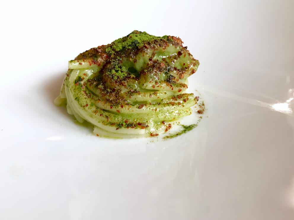 Photogallery






Calamari tagliatelle, potato mousse, seaweeds and wild asparagus. A rigorous, well focused dish: an excellent start









Arancina, lemon, ginger, onion jam 









Tapioca chips, sfincione sauce









Panella chips, wild fennel, lemon granita 









Marinated tub gurnard, beetroot, passion fruit, peaches, asparagus sauce and seaweeds. A great dish, complex and charming









A very good new take on polpo alla pantesca: Roasted octopus, sea asparagus sauce, French beans, potatoes, onions, bean chips and laurel 









A new, rich and delicious dish matching mullet with sfincione: Marinated and fried mullet, baked tomato, onion bread, olives, bisque, quinoa, olive pâté and plankton






