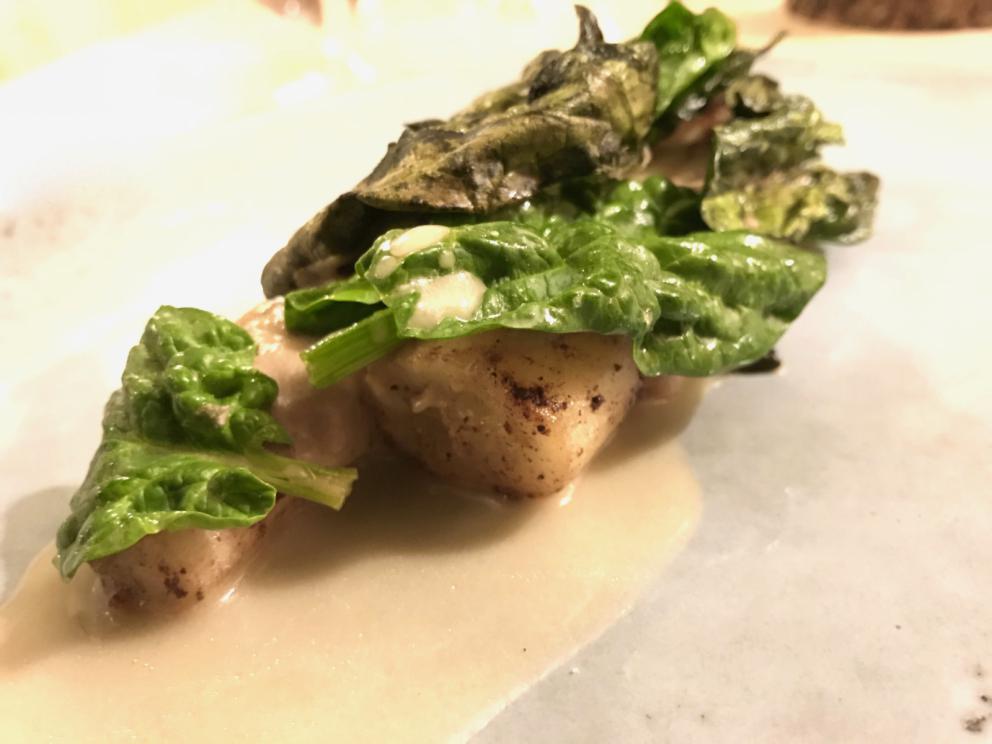 Galleria fotografica






Tendente al viola: radicchio tardivo, battuta di gamberi rosa, salsa agli agrumi e robiola di Roccaverano









Bottoni: pasta ripiena con seppie, salsa al nero e seppia, patate, succo di broccoli e kefir






