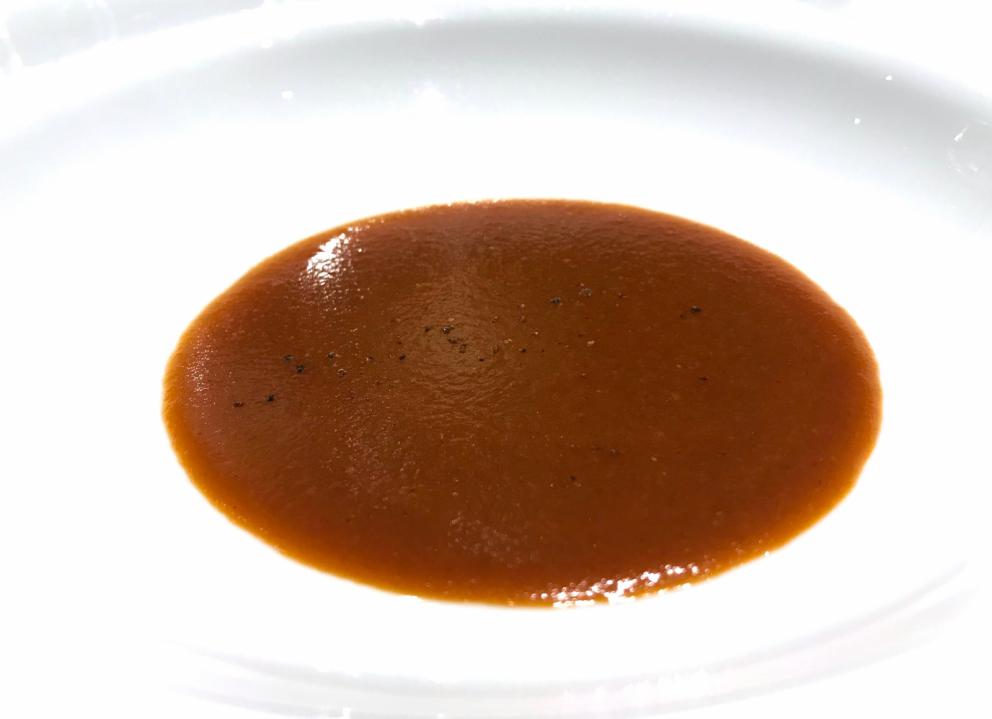 Photogallery






Water, oil, lemon and liquorice: purity. «I use it to clean the palate before the tasting. Water is energy, liquorice is synergic strength, lemon is my emblem, oil [chilled at -40°C] is my homeland»









Italy is also about bread. Taglienti makes it himself, with a 200-year-old mother yeast. On the small plate, at least two delicious types: whole wheat bread, to the right, and schiacciata with herbs and courgette flowers and dehydrated citrus fruits









A dish that, within this new tasting menu, represents something different, that is to say a hint to what the chef has done so far: Bianco e nero di seppia was born in 2009: «The input was a dish of spaghetti with squid ink I had on the beach in Sicily». Under the squid, pressed as if it were pasta, eight types of citrus fruits and panna cotta with sea urchins. Extracts, fonds and jus are increasingly essential in the cuisine of Taglienti. Through them, he channels the essence of flavour: «We always have 12 sauces in the kitchen: fonds of every possible meat, 6 juices from every citrus fruit, plus extracts». The photo shows a previous dinner we had. The author is Tanio Liotta









«I asked myself, why not serve saltimbocca alla romana?». Here it is: raw Piedmontese meat, culatello, butter emulsified with a little flour, thus adding a classic saltimbocca element, then an extract of sage and white wine – the sage is previously micro-fermented close to the stove. «In France cuisine is only about fine dining. In Italy, cuisine comprises everything». Taglienti uses the word vision for this dish









Fat goose liver from Mortara wrapped in steamed cabbage, warm oyster cream and casseoula sauce: the expression of a territory. «This is my idea of casseoula, which we cook in a classic way, and then extract so as to make a sauce». The cabbage recalls caponet or lattuga ripiena alla ligure (served with tocco, a thick meat broth which we’ll mention later too), but has fat liver too. A fantastic dish









Traditional Lasagne Bolognese: (new) avant-garde. A very thin dough, with the ragù simmering for six hours









Frittura di pesce morone al salmoriglio: heritage. «Here’s salmoriglio [not in the photo] an ancient Sicilian and Calabrian seasoning that is more and more forgotten and was one used for chargrilled fish» (olive oil, garlic, oregano, lemon juice, basil, fresh hot green chilli pepper). The batter is made with beer and encloses the fried fish as well as a sauce that is halfway between Provencal anchoiade, with anchovies, and Ligurian tapenade, with olives. Then, also fried in batter, a leaf of basil from the south, «because it’s large, while the basil from Prà in Liguria has small leaves» and then bergamot, Moroccan preserved lemon, olives form Arma di Taggia. Very good






