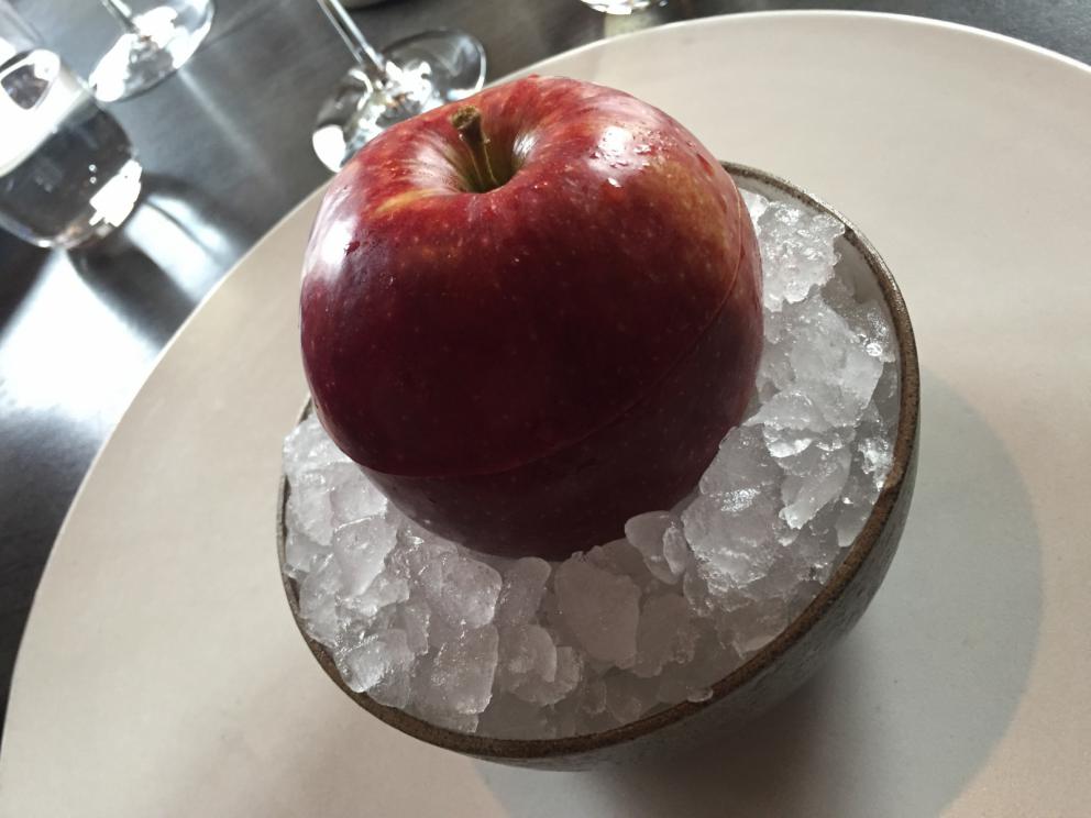 Photogallery






The traditional welcome at Noma: the chefs from the service kitchen greet the guests. In the middle, Italian Riccardo Canella, who will help us describing the last menu in detail (photo gallery by Luca Iaccarino and Gabriele Zanatta)









Warm broth of cloudberries. It’s the last welcome dish at Noma. It’s cold outside but as soon as you sit inside, you get warm thanks to this hot broth made with cloudberries enriched with rhubarb root oil. You dip a bouquet of hay, lemon thyme and mountain pine. Corroborating









Riccardo Canella brings a preview of what will follow









It’s a dish with seafood, including a huge (and alive) king crab, sea urchins and oysters






