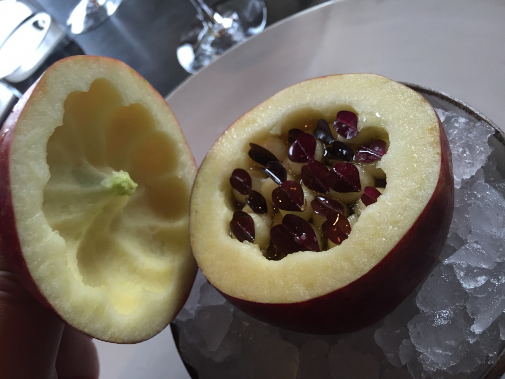 Photogallery






The traditional welcome at Noma: the chefs from the service kitchen greet the guests. In the middle, Italian Riccardo Canella, who will help us describing the last menu in detail (photo gallery by Luca Iaccarino and Gabriele Zanatta)









Warm broth of cloudberries. It’s the last welcome dish at Noma. It’s cold outside but as soon as you sit inside, you get warm thanks to this hot broth made with cloudberries enriched with rhubarb root oil. You dip a bouquet of hay, lemon thyme and mountain pine. Corroborating









Riccardo Canella brings a preview of what will follow









It’s a dish with seafood, including a huge (and alive) king crab, sea urchins and oysters









Apple of the season






