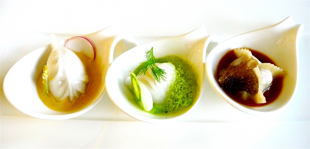 Photogallery






Mario Cornali, Collina, Almenno San Bartolomeo (Bergamo)

Stewed snails from Almenno, fumet of powdered corn from Prato – This dish is the consequence of the meeting with Andrea Togni, a young snail breeder from Almenno. I was inspired by the fact that I had an organic snail farm only two kilometres from home









Antonio Cuomo, Hostaria del Relais San Lorenzo, Bergamo

Dreaming… Cesar salad – We’ve rebuilt a great classic by changing all its textures, with water of Parmigiano, iceberg salad ice cream and confit tomato mousse









Giuliano Pellegrini, Lio Pellegrini, Bergamo

Salad with tripe, tuna, fried polenta, cucumber and white beans from Soragna – Tripe is a dish I wanted to change because I always had a good memory of it. My grandmother Alice made an excellent tripe stew...









Antonio Borruso, Umami, Bormio (Sondrio)

Neve al sole [Snow in the sun] – A dessert uniting saffron, litchi and a white chocolate mousse









Enrico and Roberto Cerea, Da Vittorio, Brusaporto (Bergamo)

Steamed king crab with hazelnut praliné and bottarga – An intriguing and delicious dish, where the white and reddish meat, firm and as sweet as honey, is finely matched by the sapidity of bottarga, much rougher and stronger. All this paired with the fattiness and crispiness of the best hazelnut in the world, the tonda gentile from Cortemilia









Nadia and Giovanni Santini, Dal Pescatore, Canneto sull'Oglio (Mantua)

Mountain potato cream with poached eggs, tuna bottarga, asetra royal caviar and capers – A great dish from Dal Pescatore’s tradition yet conceived and prepared by the new generation in the kitchen, that is to say by Giovanni Santini – photo by Culinaire Saisonnier-Dirk Kerstens









Enrico Bartolini, Devero, Cavenago di Brianza (Monza Brianza)

Risotto Arlecchino – Sauce below, rice on top. A return to the Baroque with a modern interpretation









Daniel Facen, Anteprima, Chiuduno (Bergamo)

Tuna salad with sour egg, purple potatoes and olive oil – It’s like a Salad Niçoise in which the tuna is seared and then cooled in water and ice. The purple potatoes have different textures, in pieces, as a small purée and dehydrated. The tomatoes are confit, the French beans are cooked with ultrasounds, the egg in vinegar and the oil is in a sugar capsule, with anchovies from the Cantabrian Sea









Davide Oldani, D’O, Cornaredo (Milano)

Milanese style apple marrow – Because it represents the tradition of a Milanese “dish” but with the lightness of good modern cooking









Stefano Cerveni, Due Colombe, Corte Franca (Brescia)

Warm spaghetti, scampi, sweet paprika and Calvisius Tradition caviar – Luxury and flavour in a dish full of careful simplicity. The service temperature at 40°C enhances the aromas of and the pleasure to the highest level









Fabio Abbattista, Leone Felice de L'Albereta, Erbusco (Brescia)

Lavarello alla mugnaia, tofeee di cavolfiore e calamondino - This dish is today the most explicit declaration of my cuisine: after 2 years discovering the territory of Franciacorta and thanks to the special relationship developed with <strong>Ferdinando Soardi</strong>, a fisherman in Monte Isola, I chose to give voice to the extraordinary freshwater fish, in this case lavaret









Silvio Salmoiraghi, Acquerello, Fagnano Olona (Varese)

Stewed sturgeon – We love this dish made with sturgeon because it represents the use of freshwater fish in Italy. It’s a version of the sturgeon prepared in Ferrara









Riccardo Camanini, Lido 84, Gardone Riviera (Brescia)

Double buttons with ricotta, anchovies, lemon and turnips – This dish appeared in the menu two weeks ago: it is minimalistic, simple, clean. It offers the classic flavour of ricotta, lemon and anchovies but doesn’t play only with the roundness because it includes the “crispiness” of the turnips. These vegetables, by nature, have irregular fibres; this irregularity can thus be sensed when chewing, and it’s unusual. It’s a double button because it has one slice of turnip below and one on top, and in between there’s the button which is visible – between the translucent slices of turnip – and ready to burst in the mouth









Stefano Baiocco, Villa Feltrinelli, Gargnano (Brescia)

Piglet from Orvieto "alla diavola" – With a cream of wild herbs. The palate is intrigued by the fat and acid notes, the bitter leaves and the spicy touches, the soft and crispy parts...









Fabrizio Ferrari, Al Porticciolo 84, Lecco

Pache Felicetti, grilled scarpette, armoricaine sauce, puntarelle, dried sweet potato and powdered tarragon – Fireworks for the palate lasting all year long!









Alberto Buratti, Koinè, Legnano (Milan)

Rice spaghetti in cagnone – A local classic, cagnone becomes the seasoning for homemade rice spaghetti









Marco Ambrosino, 28 Posti, Milan

Chiajozza – Squilla mantis, oil aromatised with maritime pine tree, sea urchin ice cream, cabbage. A symbol of my origins (Chiajozza is the bay in Procida where I was born)









Vittorio Fusari, Al Pont de Ferr, Milan

Smoked eel from Cabras, daikon, beetroot essence and hazelnut brittle – A recipe from the new menu in which I wanted to enclose my themes. I choose an ingredient, namely eel from Cabras, which comes from sustainable farms, an important form of virtuous economic development. I then use the small agricultural products from the Parco Sud Milano, an agricultural format that is awakening, safeguarding land. Food is the first medicine and daikon is an emblem of this









Viviana Varese, Alice, Milan

Homage to Ángel León - Ángel León, Michelin starred chef from Andalusia, is the only chef in the world to have found the way to extract plankton. I’ve been at his restaurant in El Puerto de Santa Maria, near Cadiz, and his use of plankton when cooking inspired me so this “tribute” was born as a risotto with plankton with a very thick squid broth, a light aioli sauce, garnished with lime and fried squid. I’m proud of this dish because you can taste the sea, and then I discovered a new ingredient I didn’t know: plankton, which in Greek means "vagabond" because it is formed by those organisms that are passively moved by the currents and the waves. When we serve this risotto we used an underplate which is a microscope photo of plankton taken by two marine biologists, brothers Sardet, who are two experts in the field









Matteo Torretta, Asola, Milan

Beef maxi bon with pappa al pomodoro – An evocative dish, with childhood memories and tradition









Hirohiko Shimizu, Basara, Milan

Squid tagliatelle with red prawns, scallops, sea urchins, caviar with olive oil and yuzu juice – I was inspired by spaghetti with seafood. I wanted to make a dish only using raw fish









Guoqing Zhang, Bon Wei, Milan

General’s Zuo Zongtang chicken – A specialty from Hunan. It’s a chicken fried in its skin, seasoned with red chilli pepper (in Hunan they basically put chilli pepper everywhere), tofu marinated in Chinese wine, sugar, salt, abalone sauce and yellow bean sauce. Finally I toss it with sesame oil and garnish it with black sesame









Paolo Pivato, Bottega del Vino, Milan

<em>Cream of peas with burrata, mint and Patanegra fondue</em> – On a crispy and slightly sweet base of sliced toasted almonds, we place the pea cream which adds a velvety feeling. The mint and burrata give a note of freshness, the pea sprouts and the raw peas add a crispiness that recalls the almond base. Finally there’s the Patanegra fondue which gives a strong touch









Luca Pedata, Carlo e Camilla in Segheria, Milan

Le caramelle – Sweets made with ricotta, buffalo milk mozzarella, spinach, melted butter, candied ginger, chips of veal tongue and reduced cream with mace. Totò, sweets and laughter. Naples and its tongues. My grandmother and ricotta and spinach









Elio Sironi, Ceresio 7, Milan

Tamburello made with salmon and duck liver – It’s a daring match of two fats: sea and earth, which are very different elements, though when united they create a unique and delicate flavour; moreover, the citrus fruit zest, the acidity of the goat milk curdle and the slightly spicy sweetness of the mango chutney create an exciting contrast of flavours









Matias Perdomo, Contraste, Milan

<em>Ricchezza e Povertà</em> [Richness and poverty] – A Milanese-style <i>cassoeula </i>yet different. It is linked with the history of Via Meda 2, the location of <em>Contraste</em>, because it is said that a doctor used to live in this house, in the early Twentieth century, who would look after the poor. Once a week, he’d open the doors of his office to cure them and feed them. The dish is composed of a few coins made with gelatine of baked pork shoulder. They are served with a consommé of <em>cassoeula</em> on the side. When the consommé is poured, the coins melt, creating a unique mixture









Carlo Cracco, Cracco, Milan

Prawns from S. Margherita, pistachio from Bronte and turnip with coffee and orange – A recipe conceived with Luca Sacchi. It’s a version of the prawns which we hold very dear and we will probably present at Identità Milano too. North and South are enclosed in a dish from which we will never want to set us apart because it gave us plenty of emotions (for references, ask Massimo B.)









Fulvio Siccardi, Da Noi In del Magna Pars, Milan

Raw amberjack, seasonal vegetables, liquid Grana Padano, perlage of black truffle – Summing up, it’s the right meeting between sea, earth and Italian craftsmanship









Daniel Canzian, Daniel, Milan

Vegetarian savoury petit fours – The dish is composed of different concepts of savoury petit fours, including a broccoli tart, a cauliflower cream puff, a small cannolo with puff pastry and a mousse of parmigiana and pistachio, a Sicilian cannolo with ricotta, olives and tomatoes, cassata, caponata, tomato babà. This idea came from the desire of offering vegetables in a new appearance: fun, tasty and elegant. The goal is to create a selection of small, delicious and light pastries that look nice, taste nice and can suit all the palates of those looking for a surprise









Alice Delcourt, Erba Brusca, Milan

Camomile maltagliati, melted butter, seirass and toasted sunflower seeds – The maltagliati have camomile flowers in the dough, below, we put a cheese fondue. We make the melted butter also using camomile, and we serve this with seirass (a Piedmontese ricotta matured in hay) and toasted and salted sunflower seeds









Eugenio Boer, Essenza, Milan

Tagliatelle "lièvre à la royale" – A provocation, yet a comforting one, following Neoclassicism: a classic of the great French cuisine becomes the most classic Italian first course. A dish finely expressing and characterising my cooking – photo by Bob Noto






