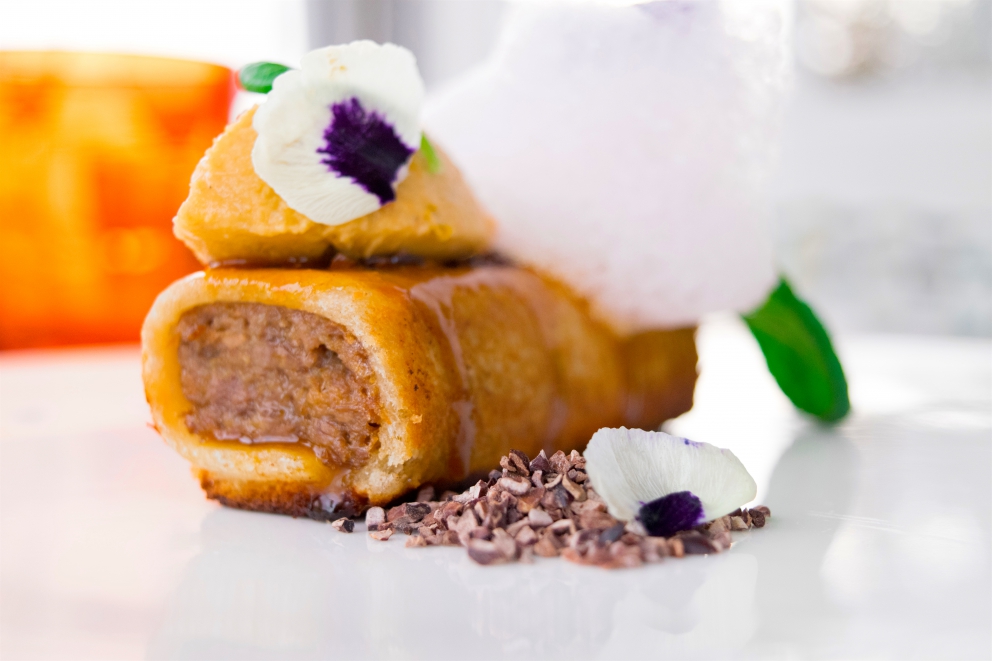 Photogallery






Mario Cornali, Collina, Almenno San Bartolomeo (Bergamo)

Stewed snails from Almenno, fumet of powdered corn from Prato – This dish is the consequence of the meeting with Andrea Togni, a young snail breeder from Almenno. I was inspired by the fact that I had an organic snail farm only two kilometres from home









Antonio Cuomo, Hostaria del Relais San Lorenzo, Bergamo

Dreaming… Cesar salad – We’ve rebuilt a great classic by changing all its textures, with water of Parmigiano, iceberg salad ice cream and confit tomato mousse









Giuliano Pellegrini, Lio Pellegrini, Bergamo

Salad with tripe, tuna, fried polenta, cucumber and white beans from Soragna – Tripe is a dish I wanted to change because I always had a good memory of it. My grandmother Alice made an excellent tripe stew...









Antonio Borruso, Umami, Bormio (Sondrio)

Neve al sole [Snow in the sun] – A dessert uniting saffron, litchi and a white chocolate mousse









Enrico and Roberto Cerea, Da Vittorio, Brusaporto (Bergamo)

Steamed king crab with hazelnut praliné and bottarga – An intriguing and delicious dish, where the white and reddish meat, firm and as sweet as honey, is finely matched by the sapidity of bottarga, much rougher and stronger. All this paired with the fattiness and crispiness of the best hazelnut in the world, the tonda gentile from Cortemilia









Nadia and Giovanni Santini, Dal Pescatore, Canneto sull'Oglio (Mantua)

Mountain potato cream with poached eggs, tuna bottarga, asetra royal caviar and capers – A great dish from Dal Pescatore’s tradition yet conceived and prepared by the new generation in the kitchen, that is to say by Giovanni Santini – photo by Culinaire Saisonnier-Dirk Kerstens









Enrico Bartolini, Devero, Cavenago di Brianza (Monza Brianza)

Risotto Arlecchino – Sauce below, rice on top. A return to the Baroque with a modern interpretation









Daniel Facen, Anteprima, Chiuduno (Bergamo)

Tuna salad with sour egg, purple potatoes and olive oil – It’s like a Salad Niçoise in which the tuna is seared and then cooled in water and ice. The purple potatoes have different textures, in pieces, as a small purée and dehydrated. The tomatoes are confit, the French beans are cooked with ultrasounds, the egg in vinegar and the oil is in a sugar capsule, with anchovies from the Cantabrian Sea









Davide Oldani, D’O, Cornaredo (Milano)

Milanese style apple marrow – Because it represents the tradition of a Milanese “dish” but with the lightness of good modern cooking









Stefano Cerveni, Due Colombe, Corte Franca (Brescia)

Warm spaghetti, scampi, sweet paprika and Calvisius Tradition caviar – Luxury and flavour in a dish full of careful simplicity. The service temperature at 40°C enhances the aromas of and the pleasure to the highest level









Fabio Abbattista, Leone Felice de L'Albereta, Erbusco (Brescia)

Lavarello alla mugnaia, tofeee di cavolfiore e calamondino - This dish is today the most explicit declaration of my cuisine: after 2 years discovering the territory of Franciacorta and thanks to the special relationship developed with <strong>Ferdinando Soardi</strong>, a fisherman in Monte Isola, I chose to give voice to the extraordinary freshwater fish, in this case lavaret









Silvio Salmoiraghi, Acquerello, Fagnano Olona (Varese)

Stewed sturgeon – We love this dish made with sturgeon because it represents the use of freshwater fish in Italy. It’s a version of the sturgeon prepared in Ferrara









Riccardo Camanini, Lido 84, Gardone Riviera (Brescia)

Double buttons with ricotta, anchovies, lemon and turnips – This dish appeared in the menu two weeks ago: it is minimalistic, simple, clean. It offers the classic flavour of ricotta, lemon and anchovies but doesn’t play only with the roundness because it includes the “crispiness” of the turnips. These vegetables, by nature, have irregular fibres; this irregularity can thus be sensed when chewing, and it’s unusual. It’s a double button because it has one slice of turnip below and one on top, and in between there’s the button which is visible – between the translucent slices of turnip – and ready to burst in the mouth









Stefano Baiocco, Villa Feltrinelli, Gargnano (Brescia)

Piglet from Orvieto "alla diavola" – With a cream of wild herbs. The palate is intrigued by the fat and acid notes, the bitter leaves and the spicy touches, the soft and crispy parts...









Fabrizio Ferrari, Al Porticciolo 84, Lecco

Pache Felicetti, grilled scarpette, armoricaine sauce, puntarelle, dried sweet potato and powdered tarragon – Fireworks for the palate lasting all year long!









Alberto Buratti, Koinè, Legnano (Milan)

Rice spaghetti in cagnone – A local classic, cagnone becomes the seasoning for homemade rice spaghetti









Marco Ambrosino, 28 Posti, Milan

Chiajozza – Squilla mantis, oil aromatised with maritime pine tree, sea urchin ice cream, cabbage. A symbol of my origins (Chiajozza is the bay in Procida where I was born)









Vittorio Fusari, Al Pont de Ferr, Milan

Smoked eel from Cabras, daikon, beetroot essence and hazelnut brittle – A recipe from the new menu in which I wanted to enclose my themes. I choose an ingredient, namely eel from Cabras, which comes from sustainable farms, an important form of virtuous economic development. I then use the small agricultural products from the Parco Sud Milano, an agricultural format that is awakening, safeguarding land. Food is the first medicine and daikon is an emblem of this









Viviana Varese, Alice, Milan

Homage to Ángel León - Ángel León, Michelin starred chef from Andalusia, is the only chef in the world to have found the way to extract plankton. I’ve been at his restaurant in El Puerto de Santa Maria, near Cadiz, and his use of plankton when cooking inspired me so this “tribute” was born as a risotto with plankton with a very thick squid broth, a light aioli sauce, garnished with lime and fried squid. I’m proud of this dish because you can taste the sea, and then I discovered a new ingredient I didn’t know: plankton, which in Greek means "vagabond" because it is formed by those organisms that are passively moved by the currents and the waves. When we serve this risotto we used an underplate which is a microscope photo of plankton taken by two marine biologists, brothers Sardet, who are two experts in the field






